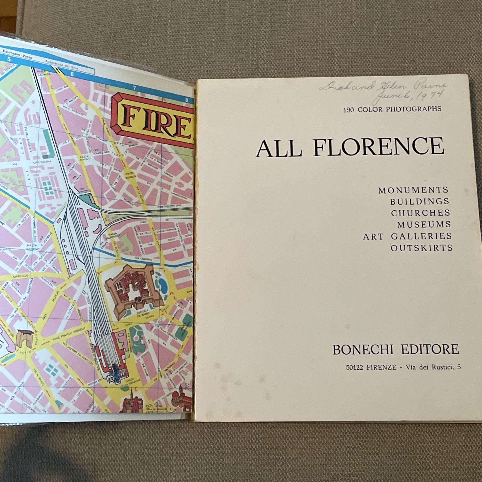 All Florence In 190 Kodak Color Photographs (1972 Paperback Clear Dust Jacket)
