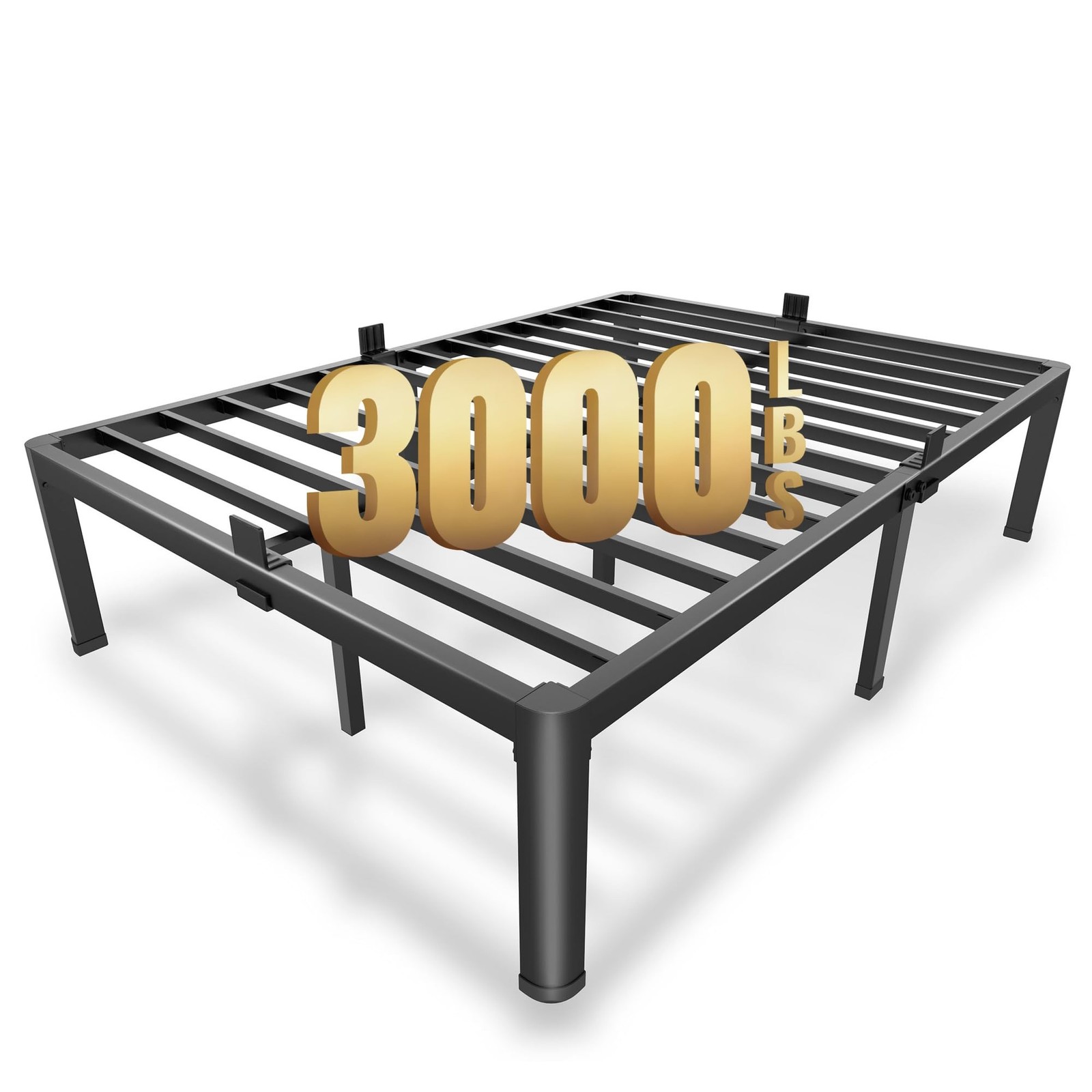 MAF 14 Inch Full Size Metal Platform Bed Frame with Round Corner Legs, 3000 L…