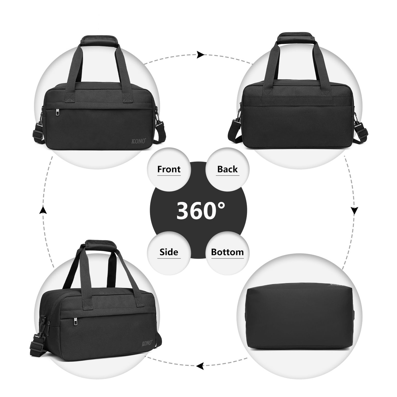 Kono Travel Duffel 13.78″x7.87″x7.87″ Under Seat Carry-On 14L Sports Tote Gym…