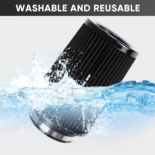 3 3.5 4 Inch Cold Air Intake Filter 76mm 89mm 101mm High Performance Black
