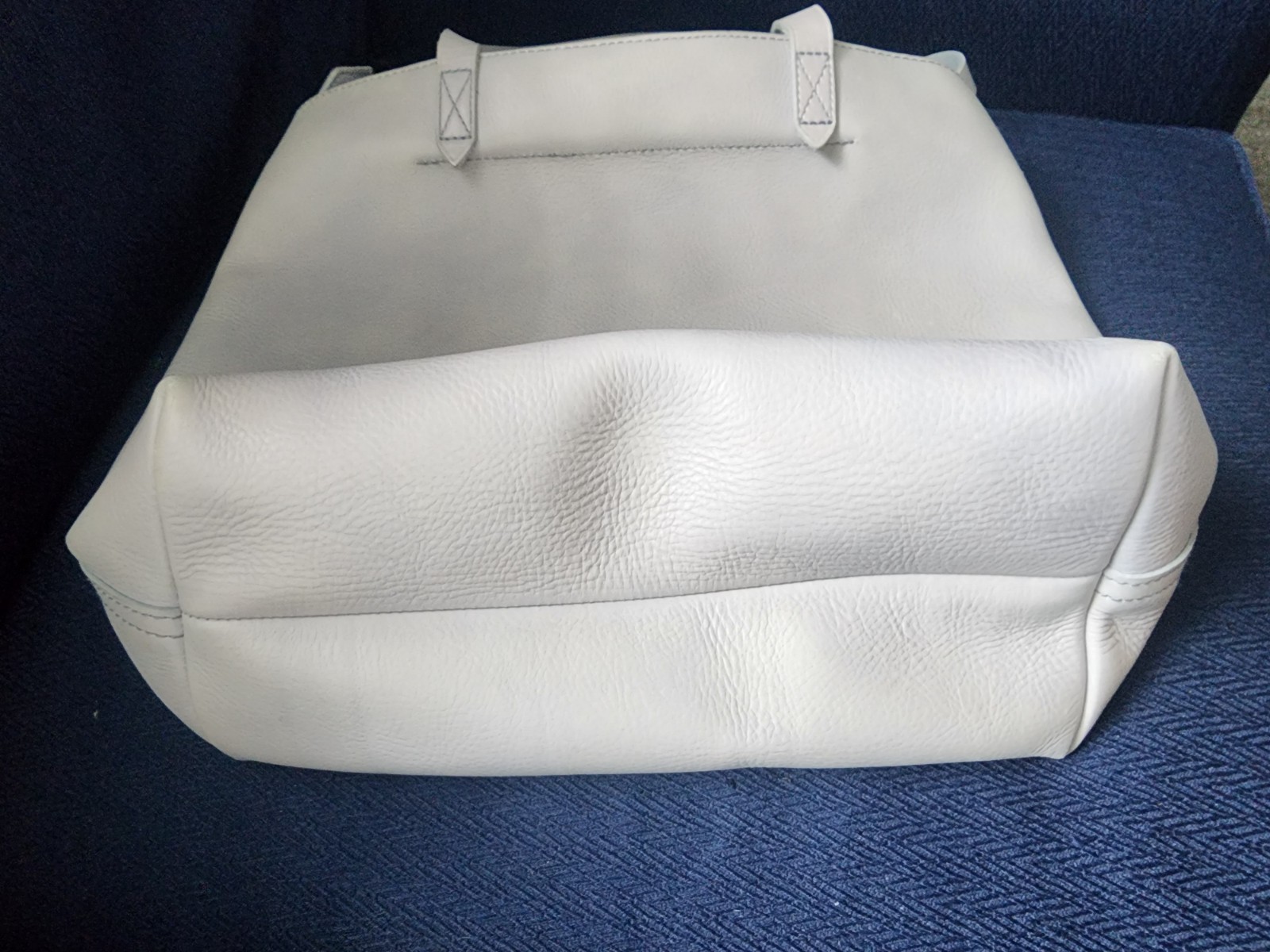 Madewell Light Gray Leather Tote Bag with Detachable Strap, Pouch, Zip Closure
