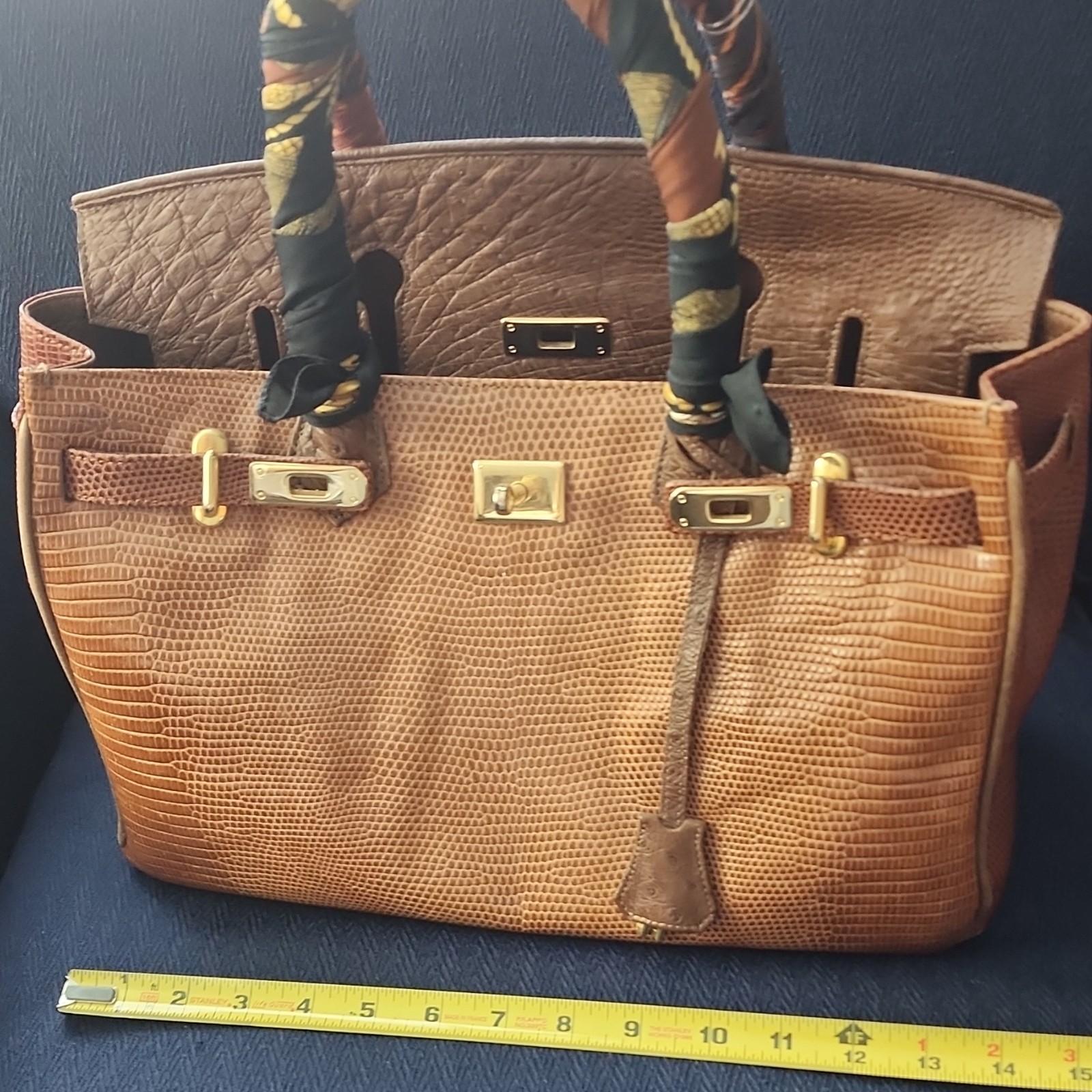 Rupert A. Weinberger Brown Top Handle Bag Gold Hardware Exotic