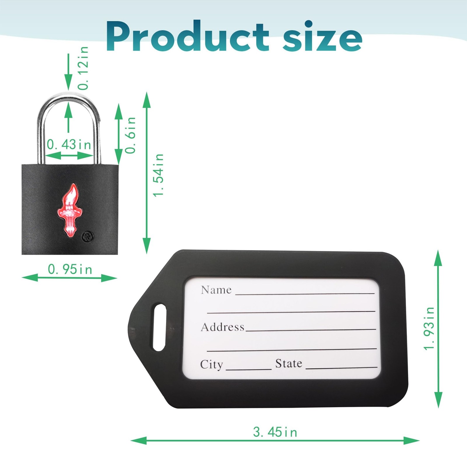 4 Pack Black TSA Luggage Locks with Key+4 Pack Travel tag, Luggage Lock TSA A…
