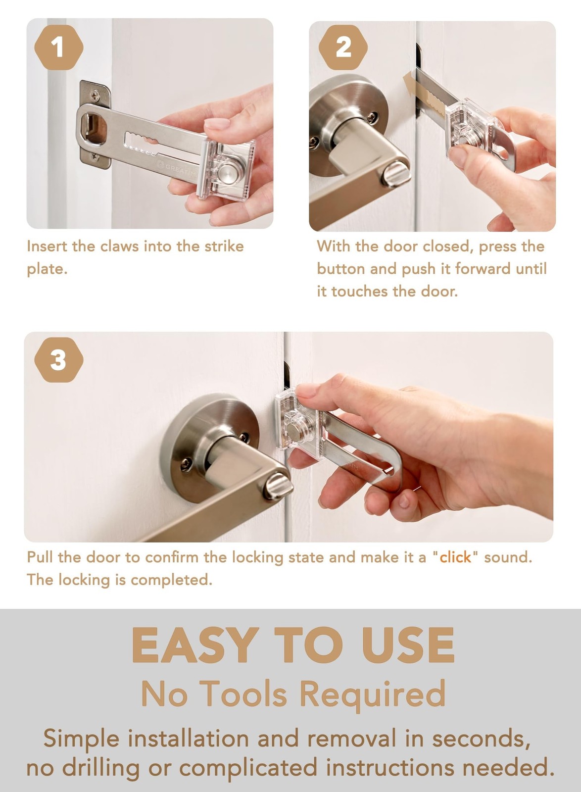 Greatim Portable Door Lock for Travel Hotel Safety, Stainless Steel Security …