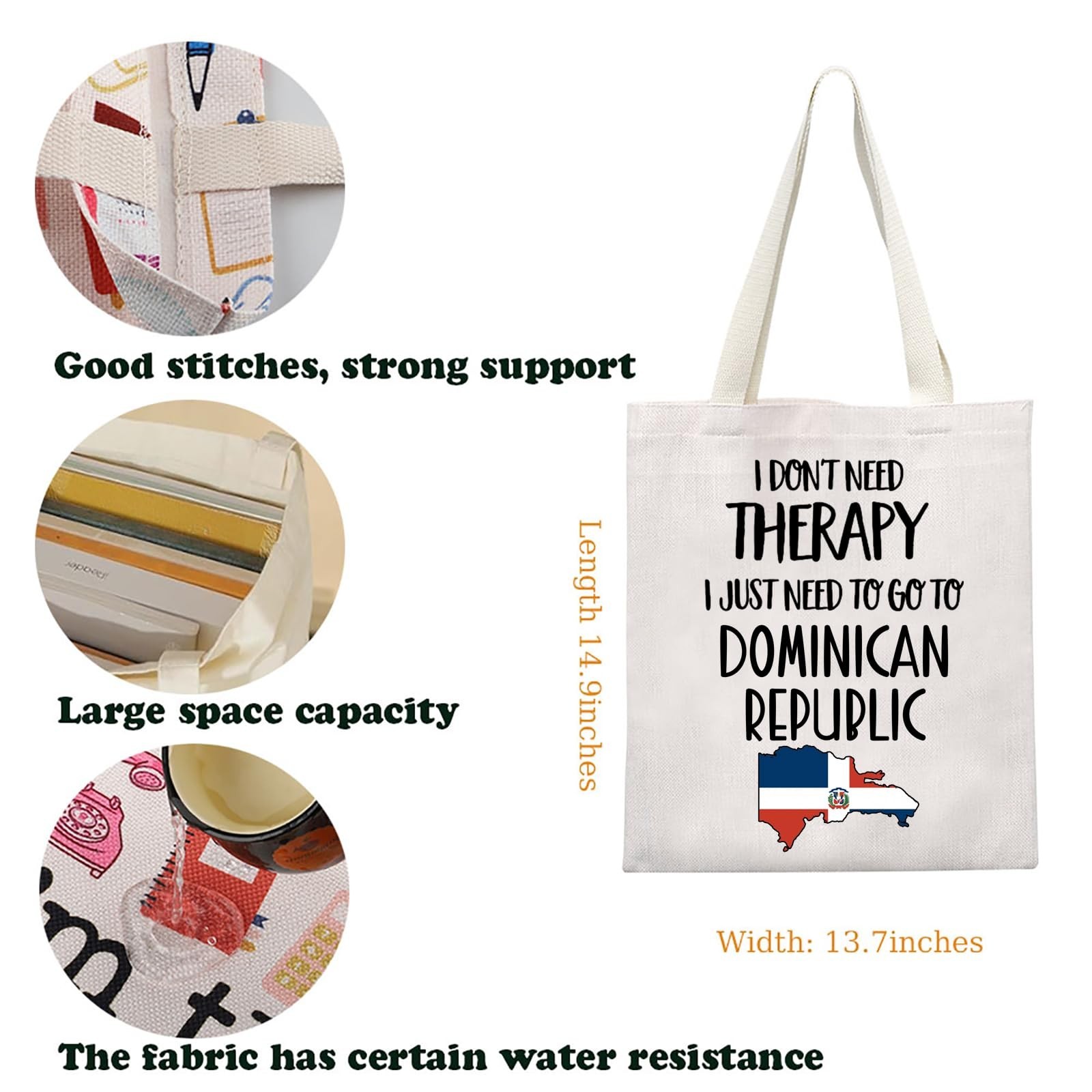 KUIYAI Dominican Republic Trip Tote Bag Dominican Republic Lover Gift Dominic…
