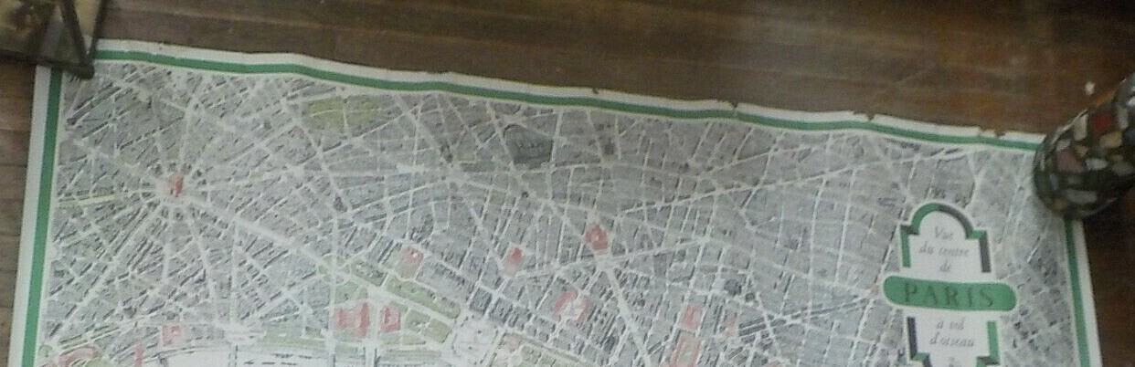 2 Vintage Original Paris France POSTER Aerial View Map 1958 Tourism Travel