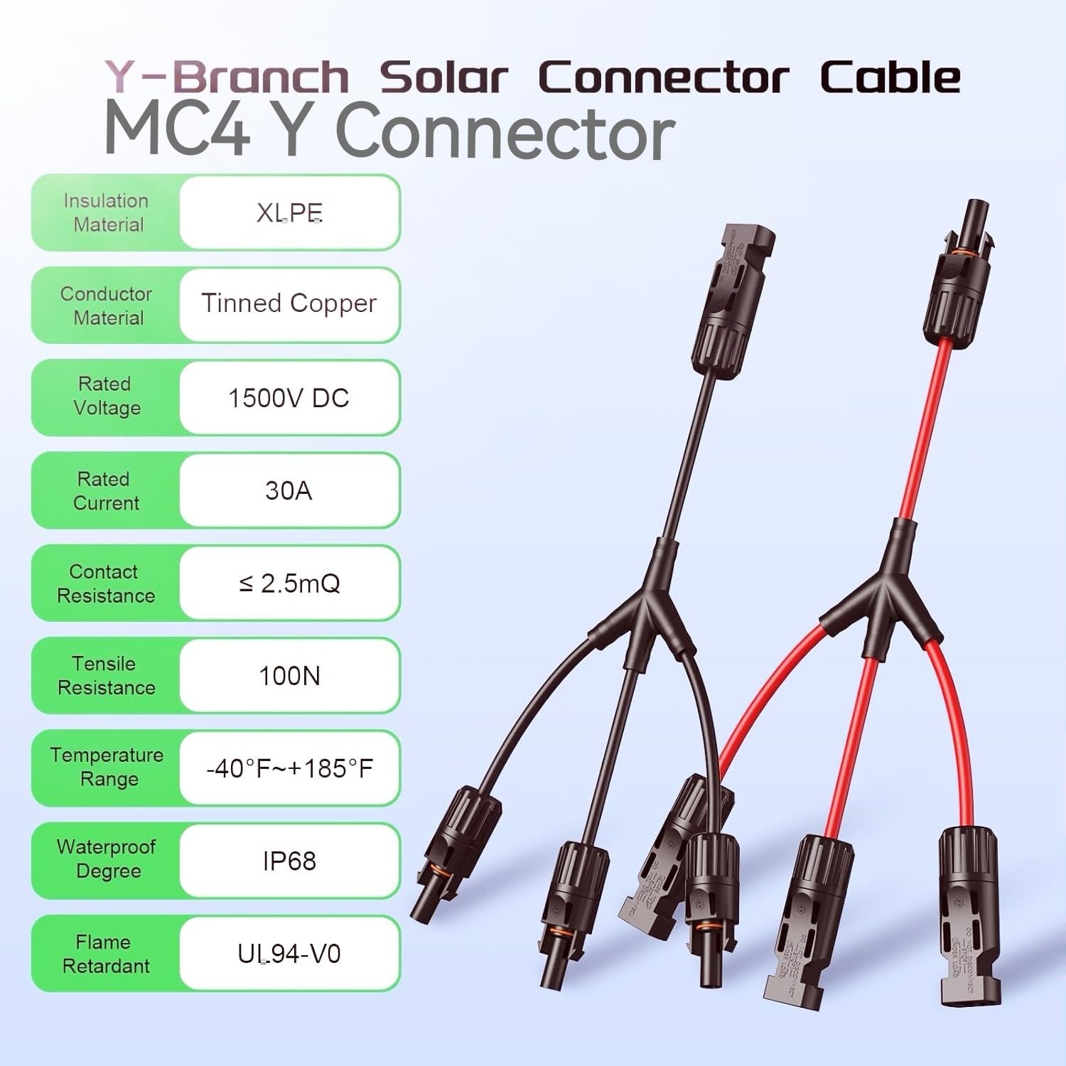 3 to 1 Solar Panel Connectors Y Branch, 1500V DC 30A, PPO Material, Parallel …