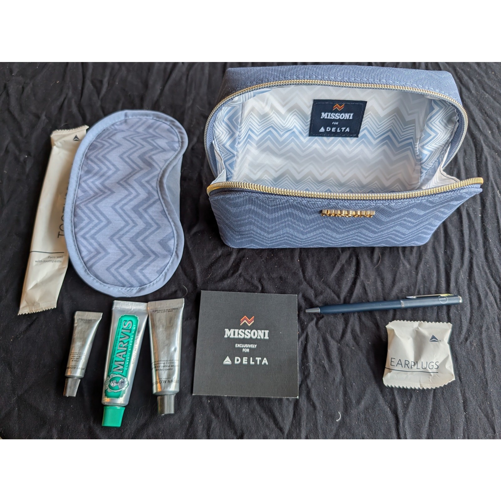 NEW Missoni for Delta One Amenity Kit Blue Travel Case Unopened Complete Set