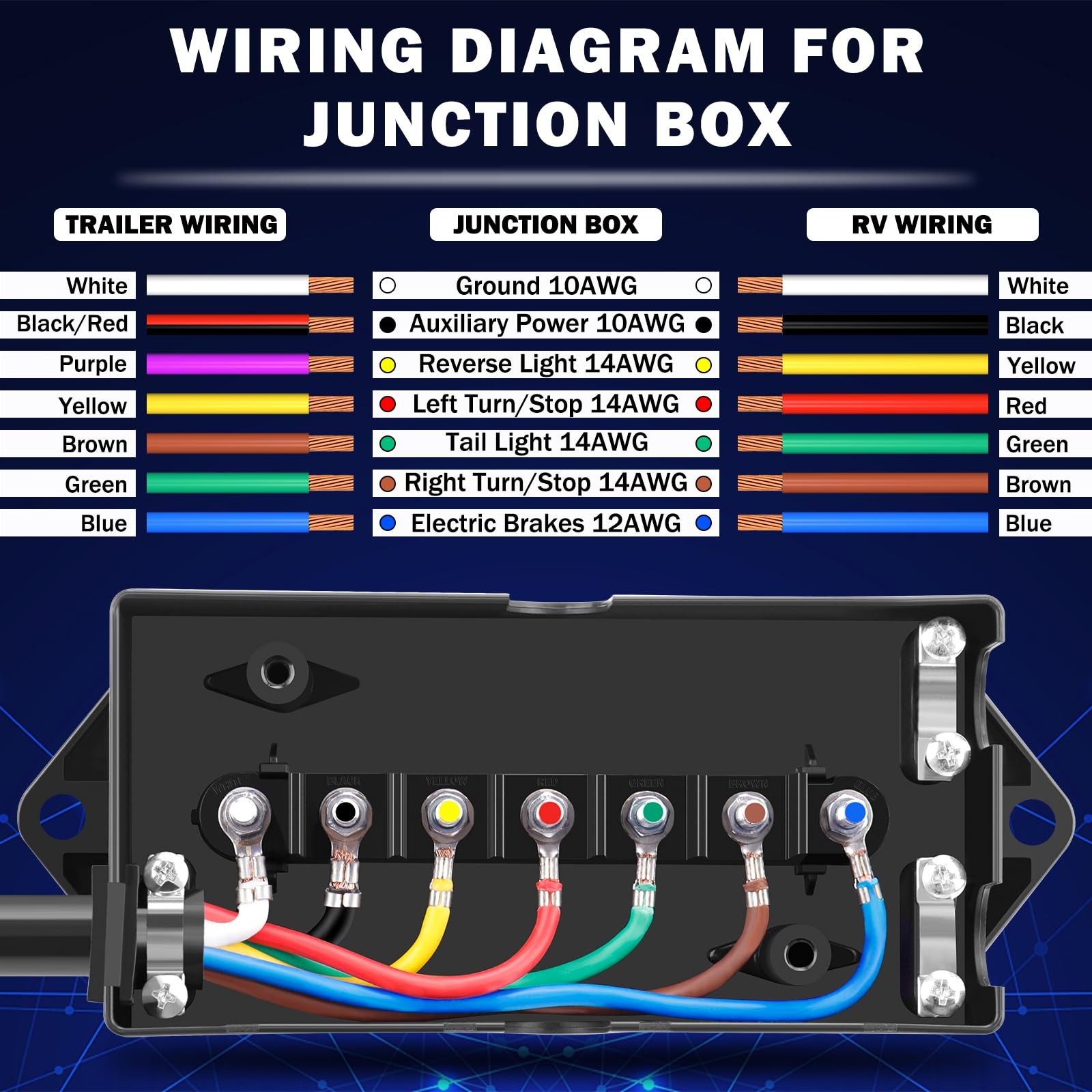 CheeMuii 7 Way Trailer Wiring Harness Kit 8 FT Trailer Cord with 7 Pin Trailer