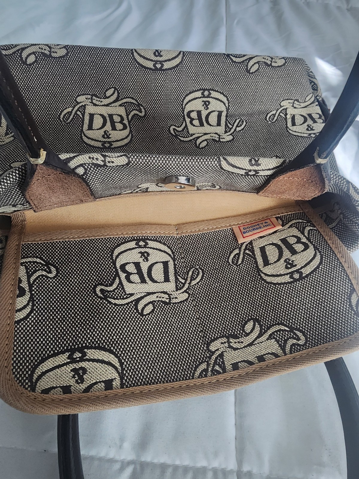 Dooney & Bourke DB Logo Dark Brown Double Handle Mini Tassel