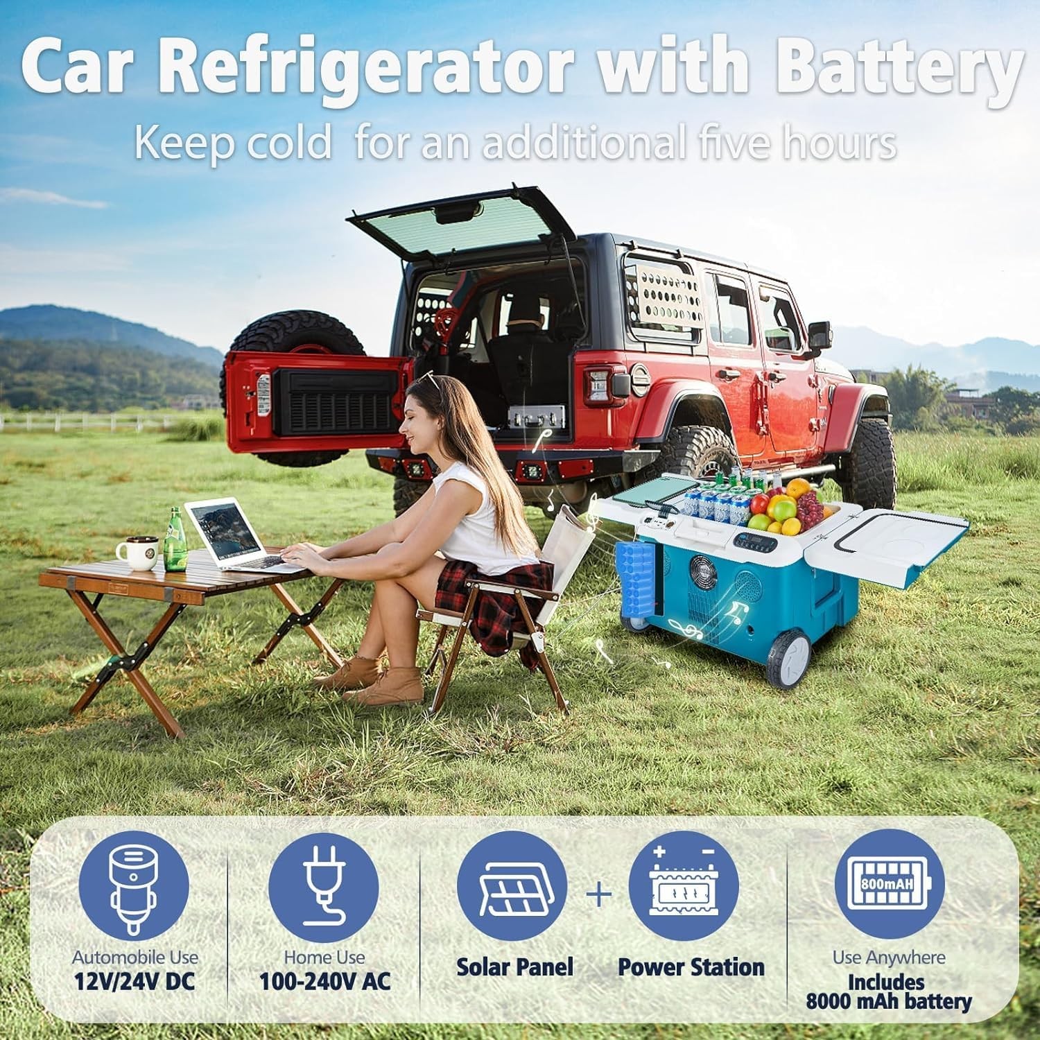AAOBOSI 40QT Car Fridge Bluetooth Speaker Wheels