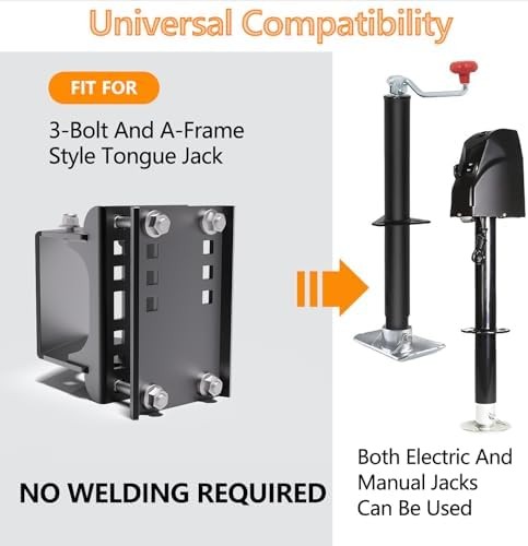 Trailer Jack Relocation Kit, Heavy Duty Side Mount Bracket for A-Frame & Electri