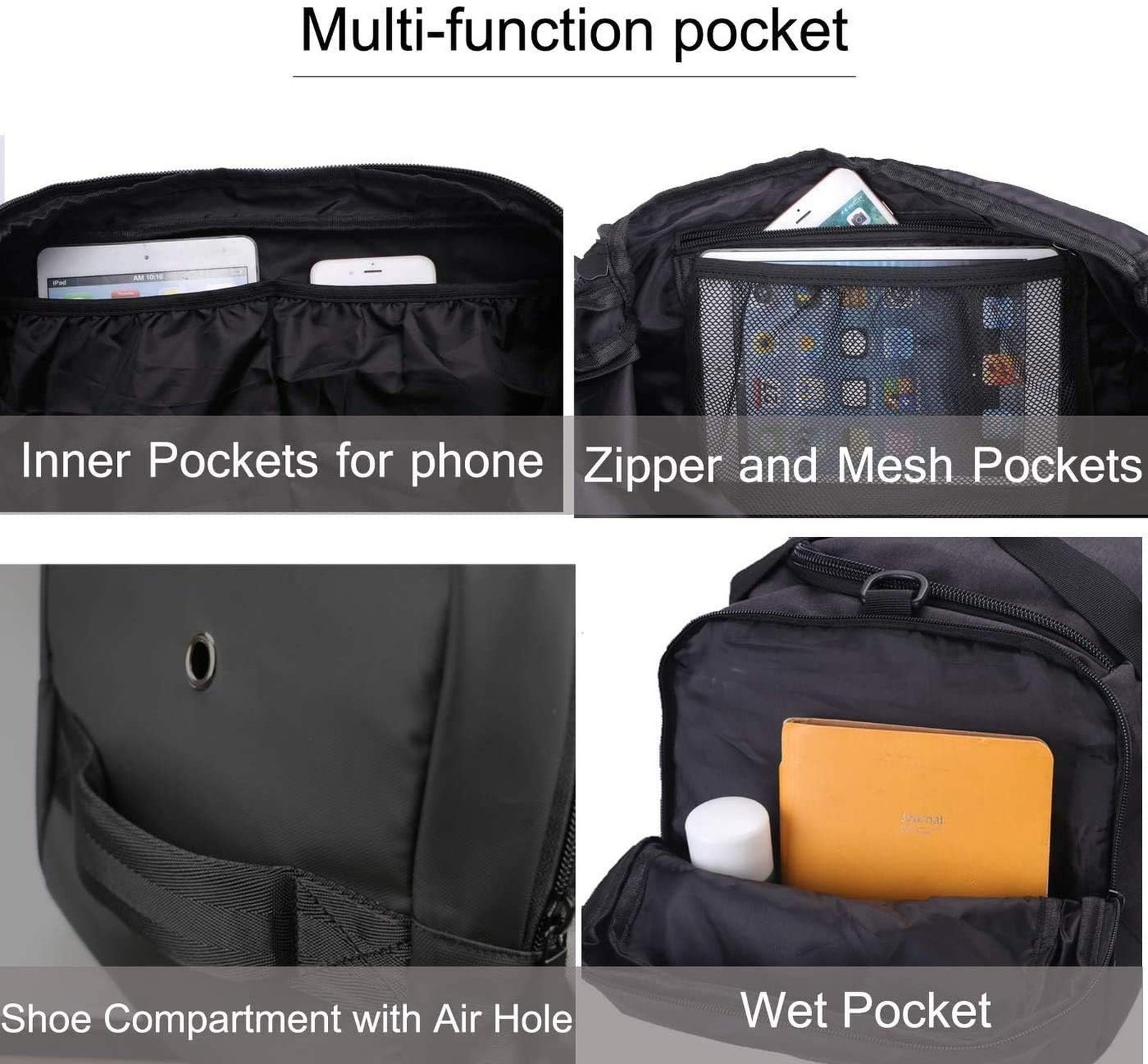 Gym Bag Backpack Waterproof Duffle Bags Travel Weekender Duffel Bag for Men W…