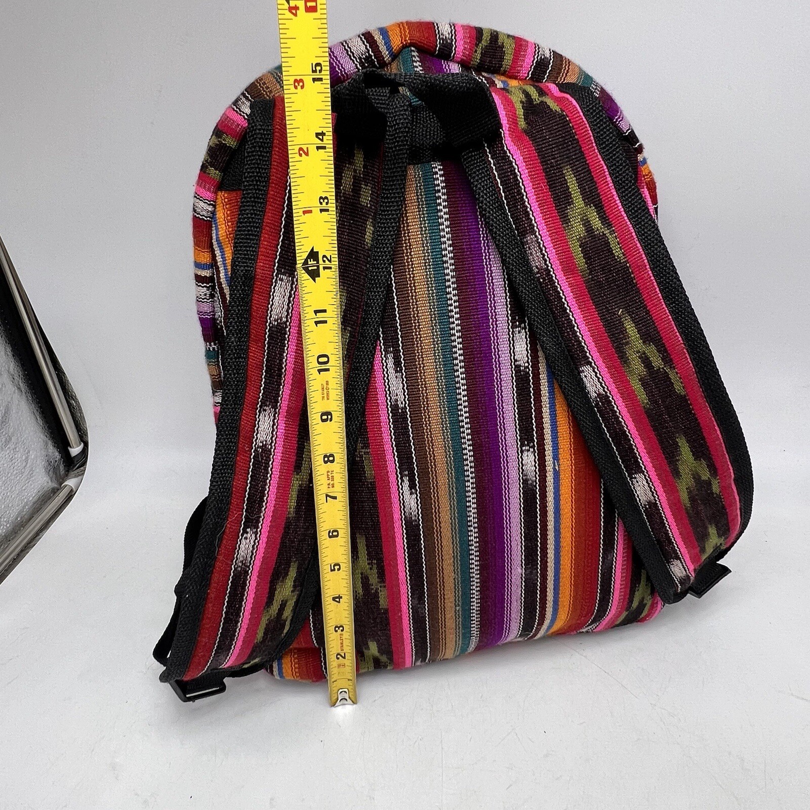 BackPack Guatemalan Full Zip Cotton Adjustable Straps 3 Compartments Colorful