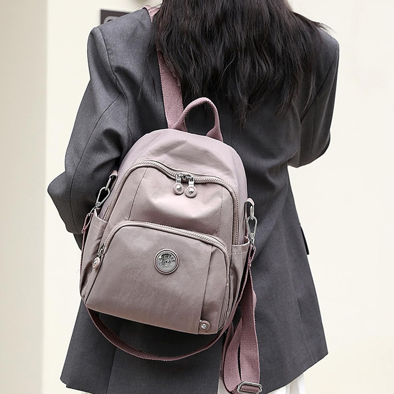 Casual Simple Mini Backpack 11.8 Inch Stylish Durable Nylon Lightweight Trave…