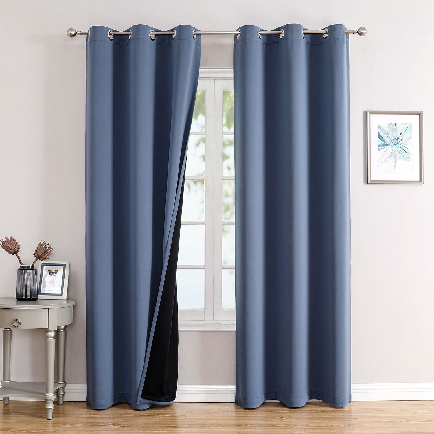 ChrisDowa 100% Blackout Curtains for Bedroom with Black Liner, 2 Thick Layers…