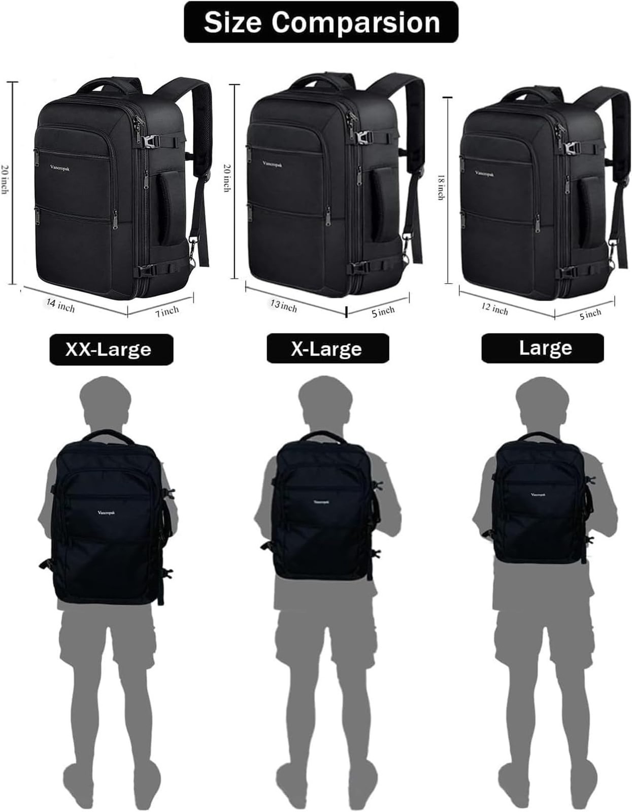 Vancropak 35L Carry on Bags for Airplanes, Luggage Backpack for Travel, Fligh…