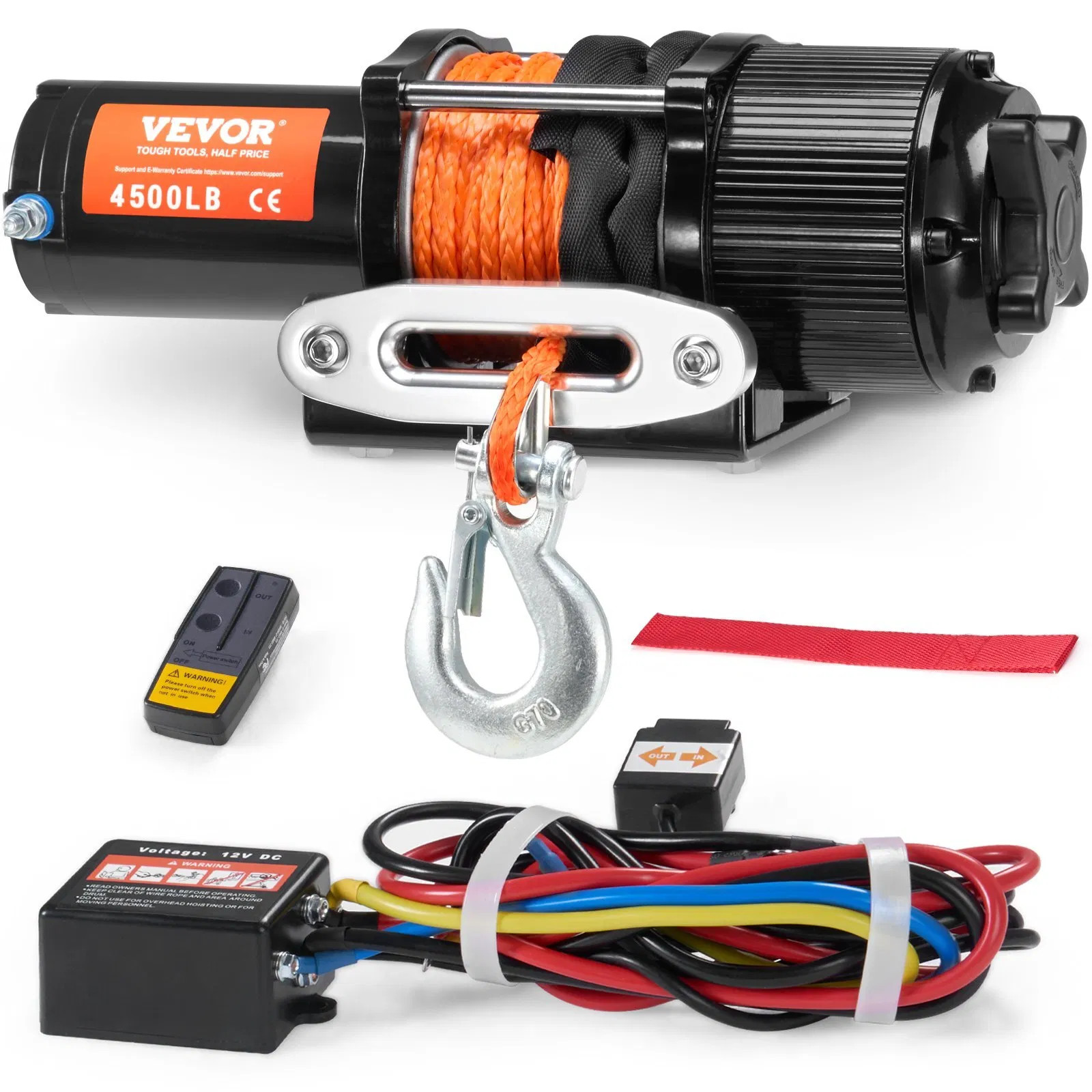 Electric Winch, 4500 lb Line Pull Capacity, 12V DC ATV/UTV Winch with ?&brvbar;1