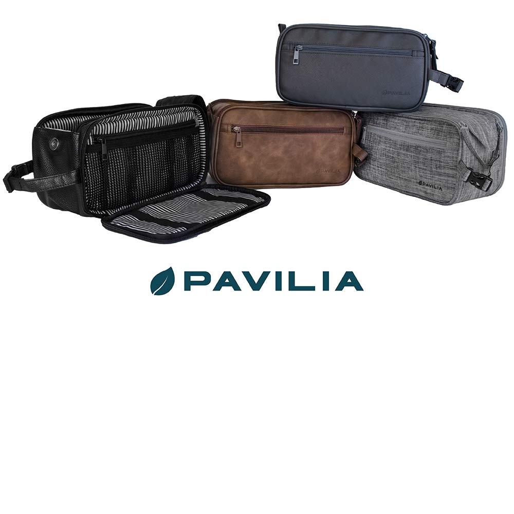 PAVILIA Toiletry Bag for Men, Travel Essentials Shaving Dopp Kit, Mens Travel Ba