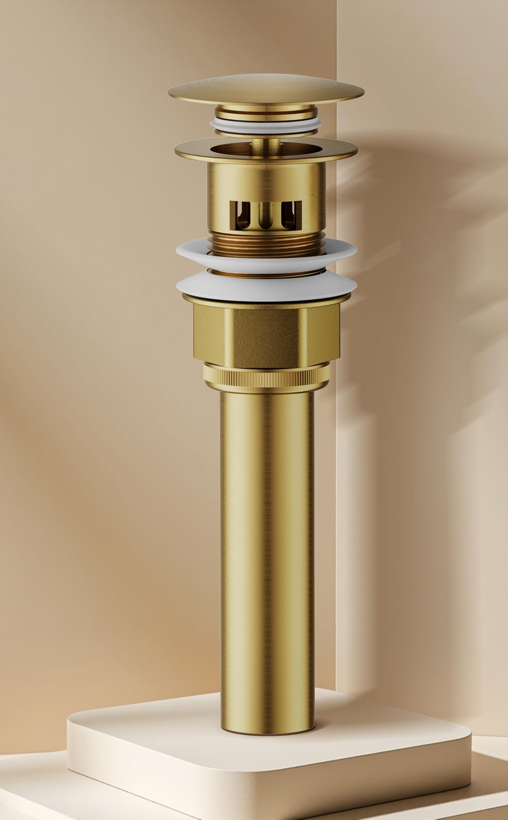 Bathroom Sink Drain with Strainer Basket and Pop-Up Drain Stopper Set (Gold, …