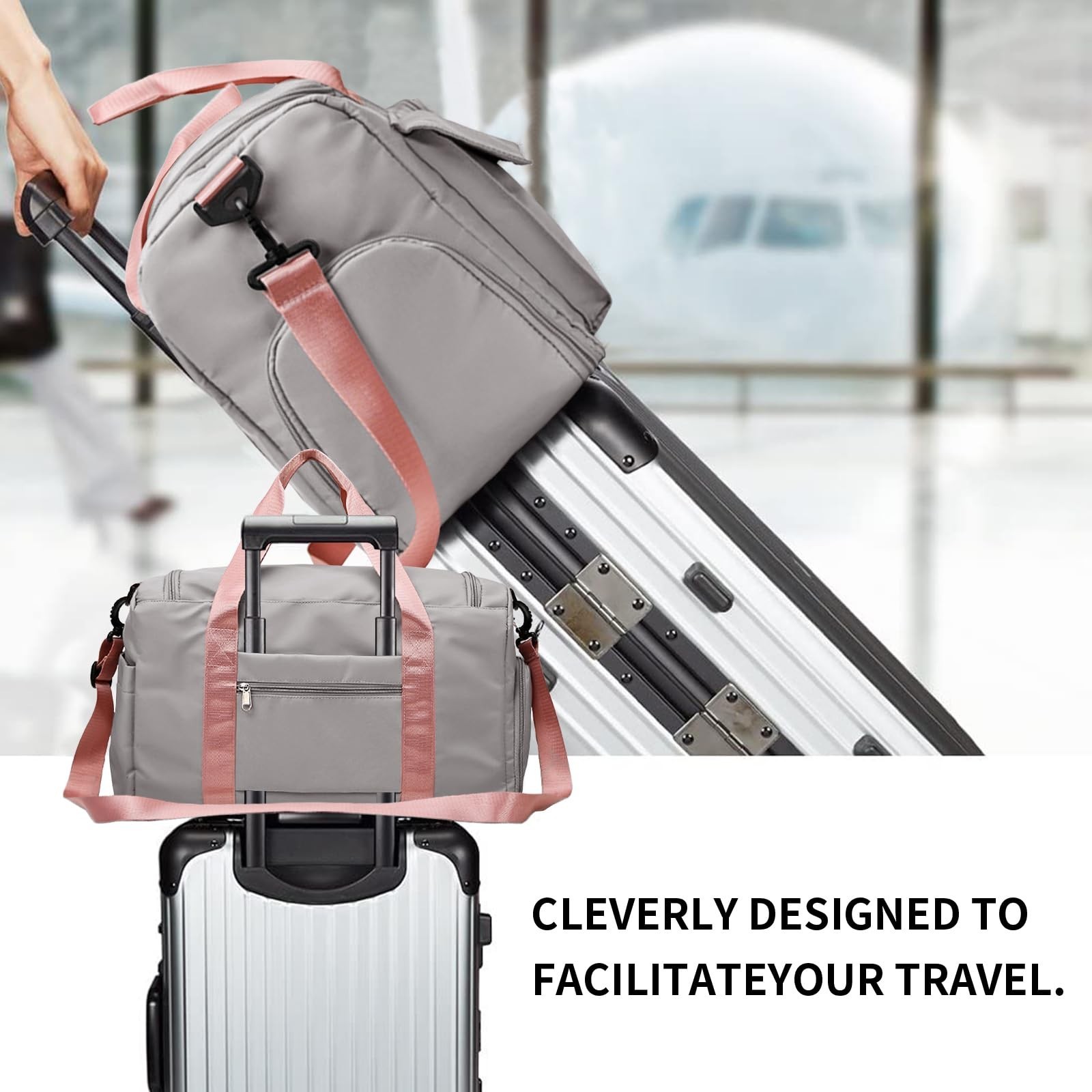 Travel Duffel Tote Bag with Dry Wet Separation Pocket, Weekender Bag for Wome…