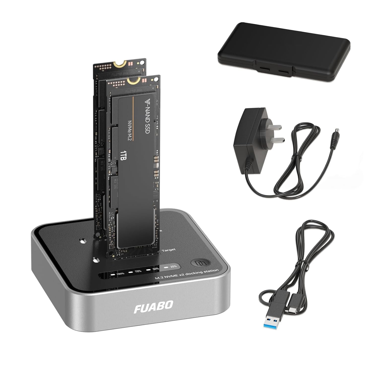 M.2 Duplicator Dual Bay NVMe SSD Cloner with USB-C, 20Gbps USB 3.2 Gen 2X2 Tool-