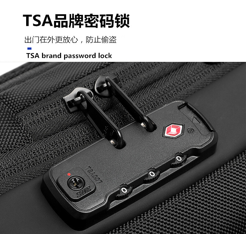 Crossbody bag Men’s shoulder bag TSA combination lock Anti-theft breast bag