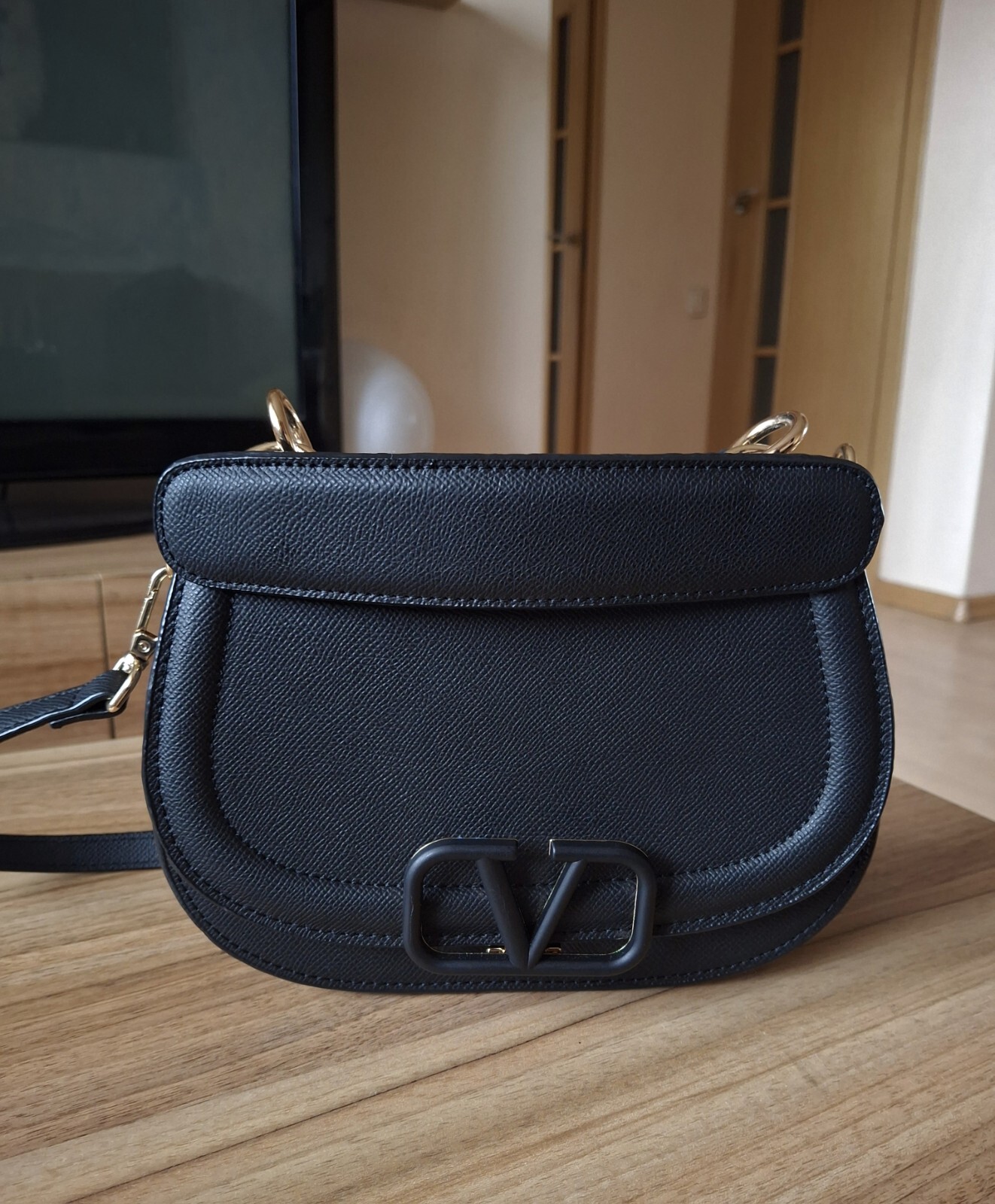 Fashion Black Valentino Strap Handbag Shoulder Bag