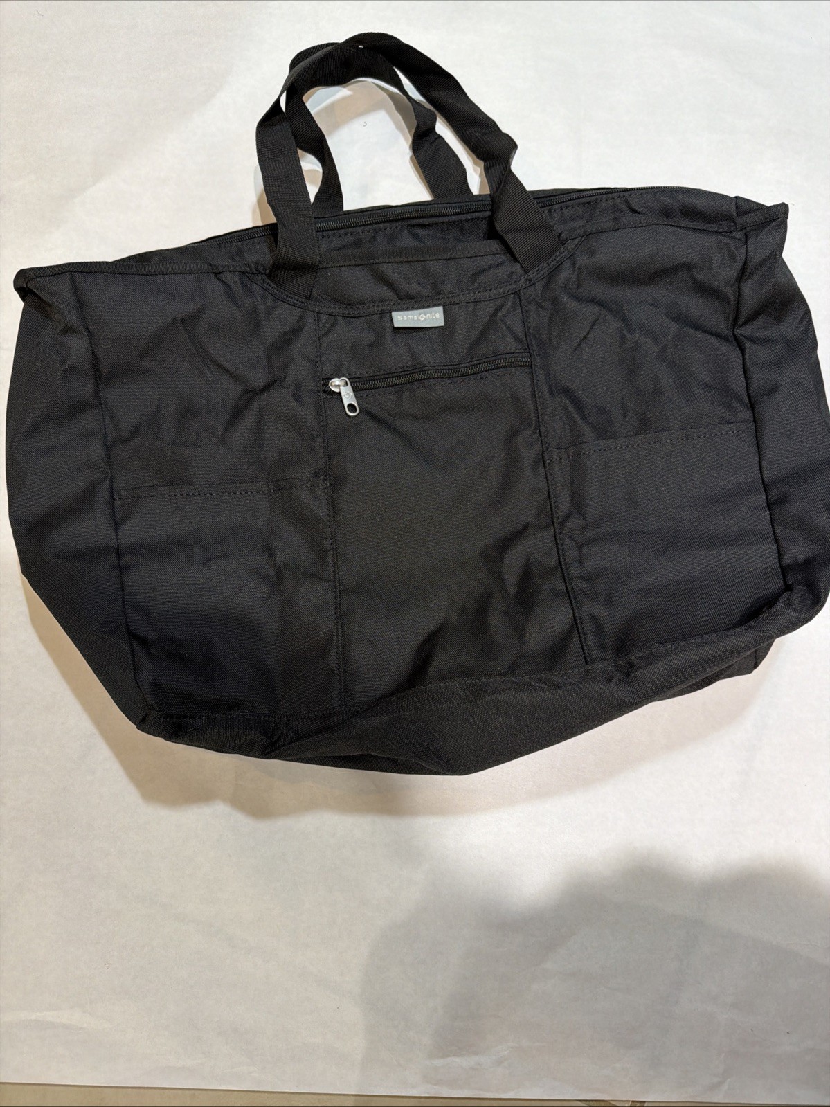Samsonite Black Foldaway Packable Tote Sling Bag 15.5 x 12.5 x 6″ NWT $30