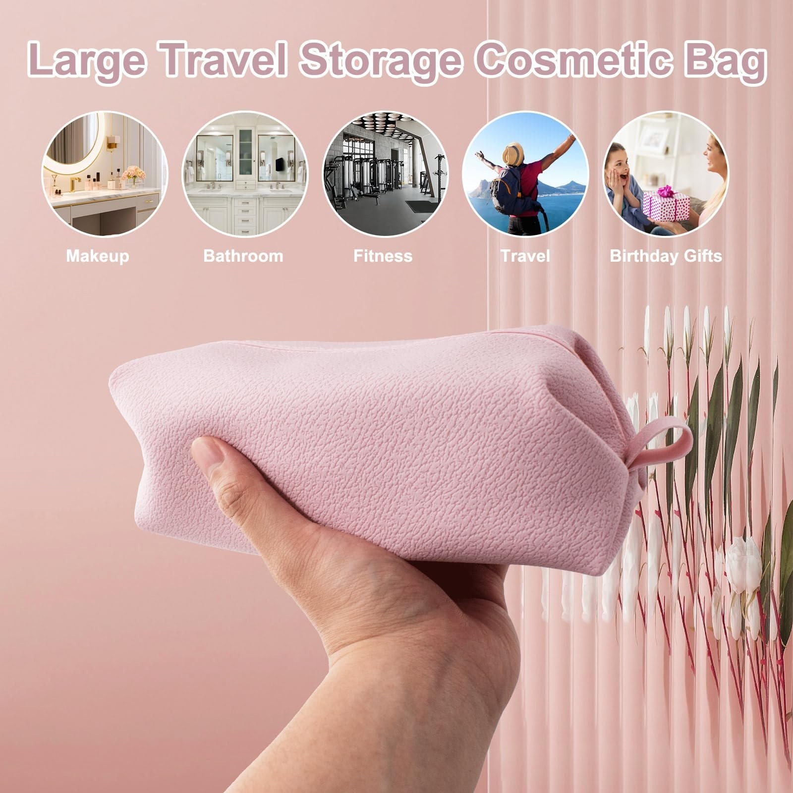 Portable Silicone Makeup Bag,FyndAna Large Waterproof Makeup Brush Bag,Bathro…