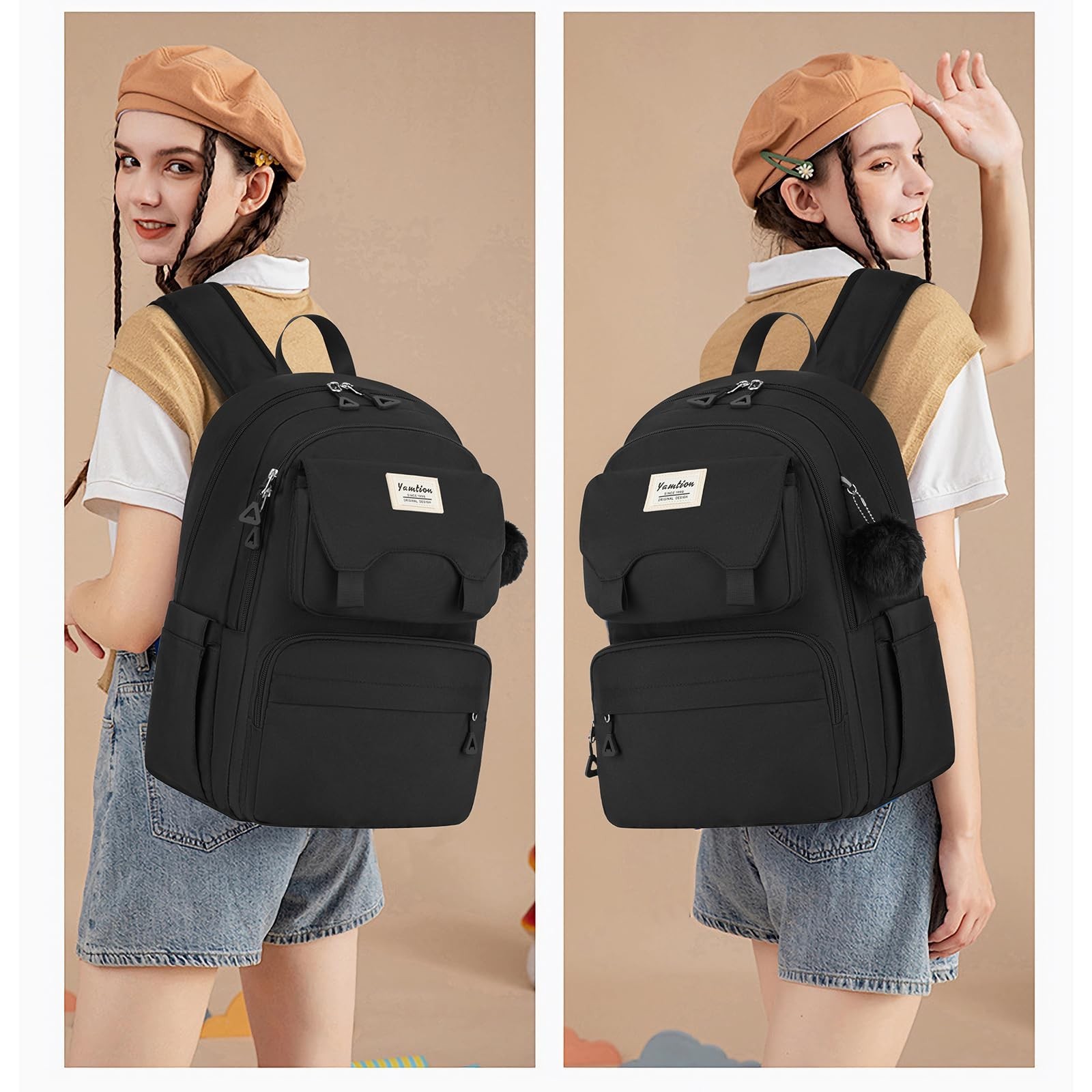YAMTION Backpack for School,Laptop Back Pack for Girls with Multiple Pockets,…
