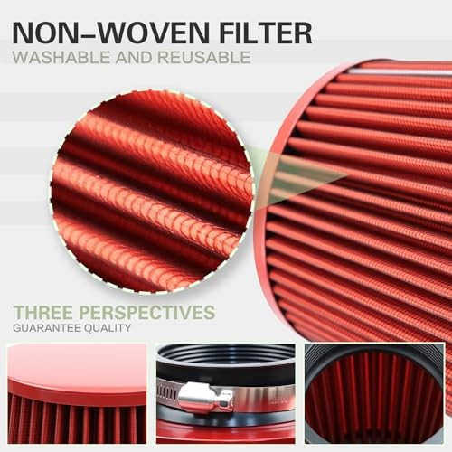 Fiber 3″ Cold Air Intake Filter (RED, 3inch”76mm) 4