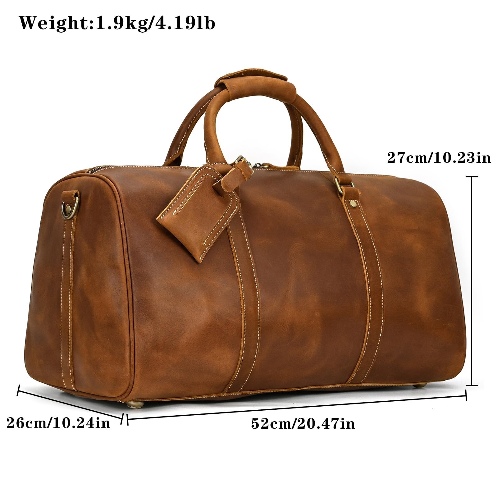 Leather Duffel Bags for Men and Women, 20 Inch Full Grain Leather Travel Over…
