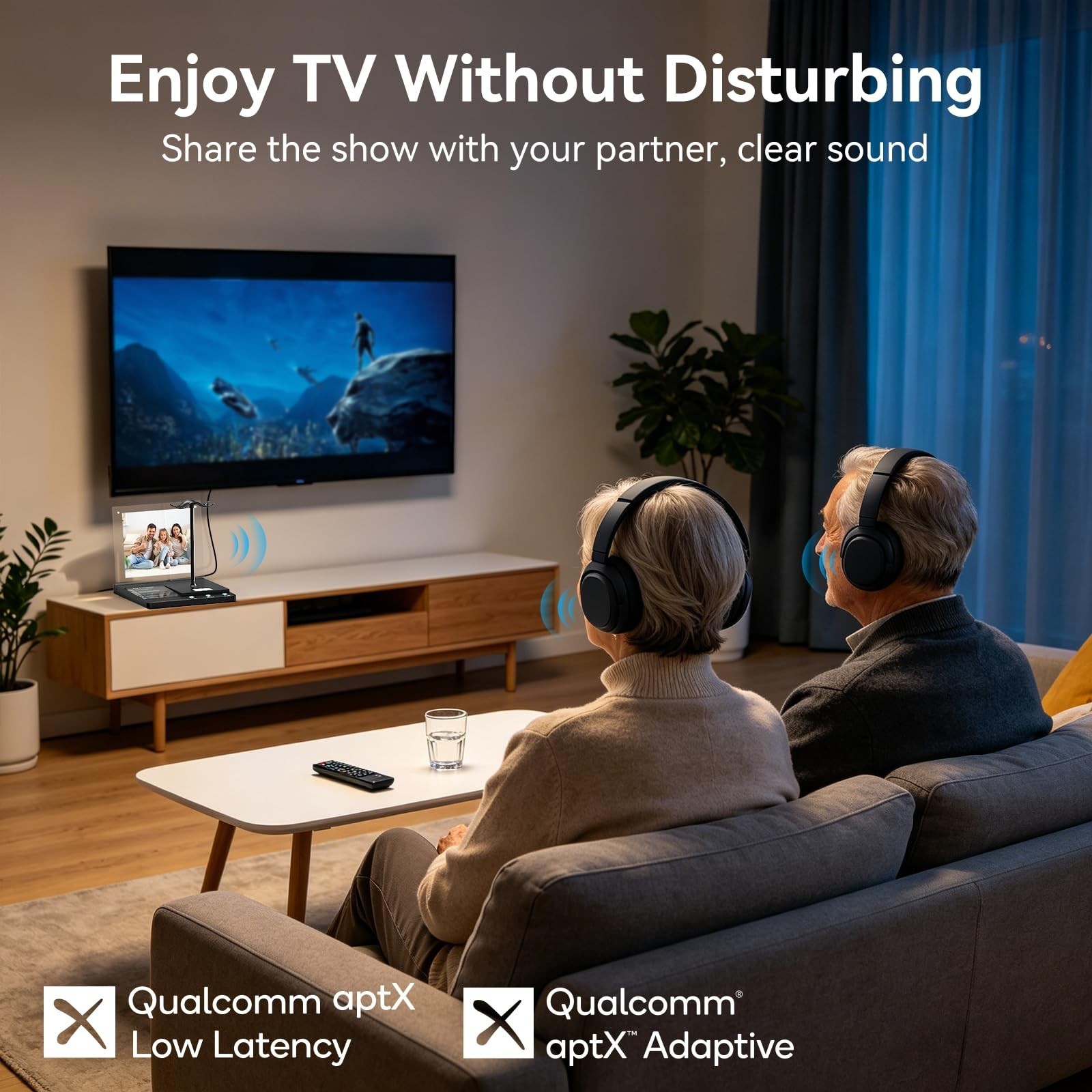 1Mii B3+ Bluetooth 5.3 Transmitter for TV/PC to 2 Headphones/Speakers | Bluet…