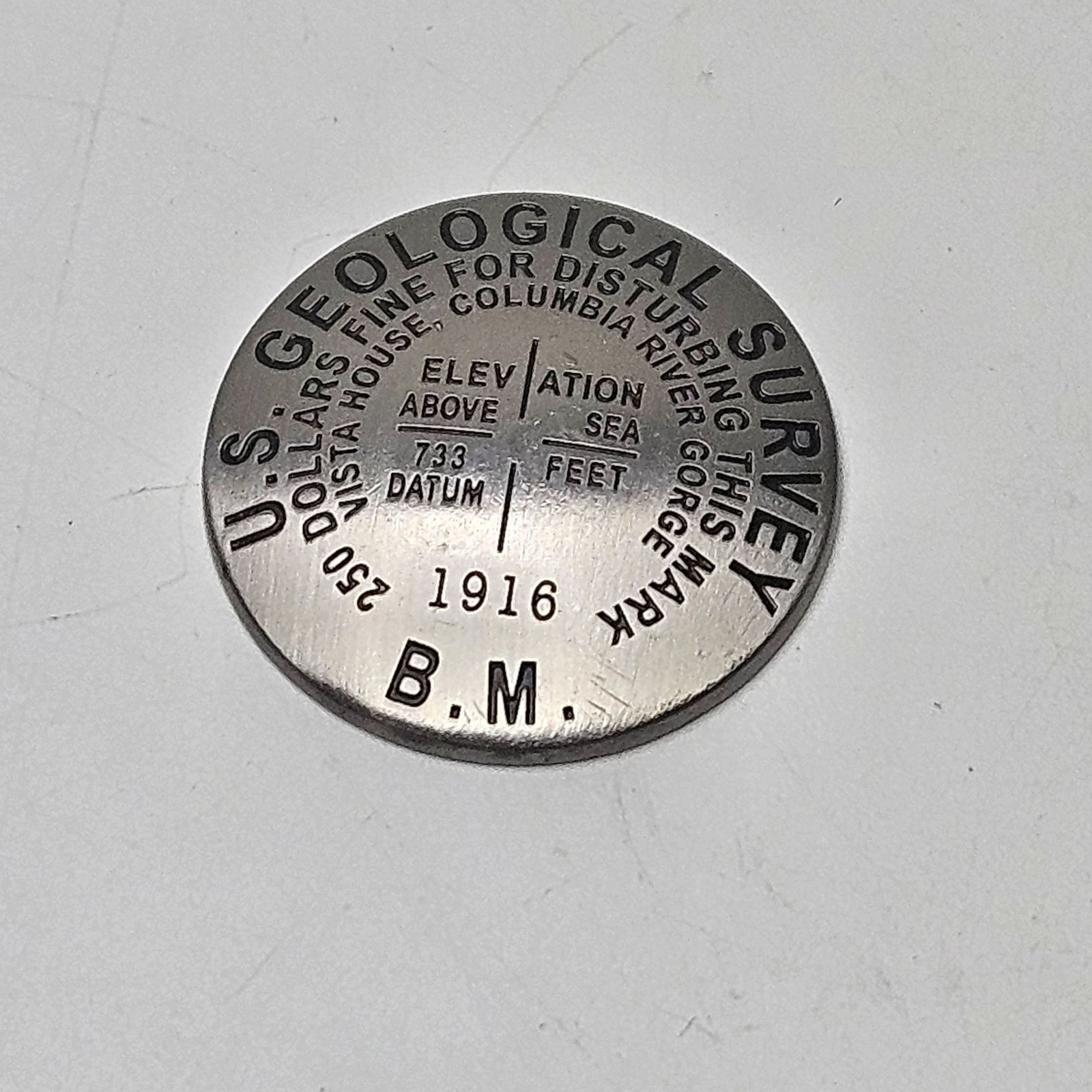 U.S. Geological Survey Benchmark Replica Vista House Columbia River Gorge 1916
