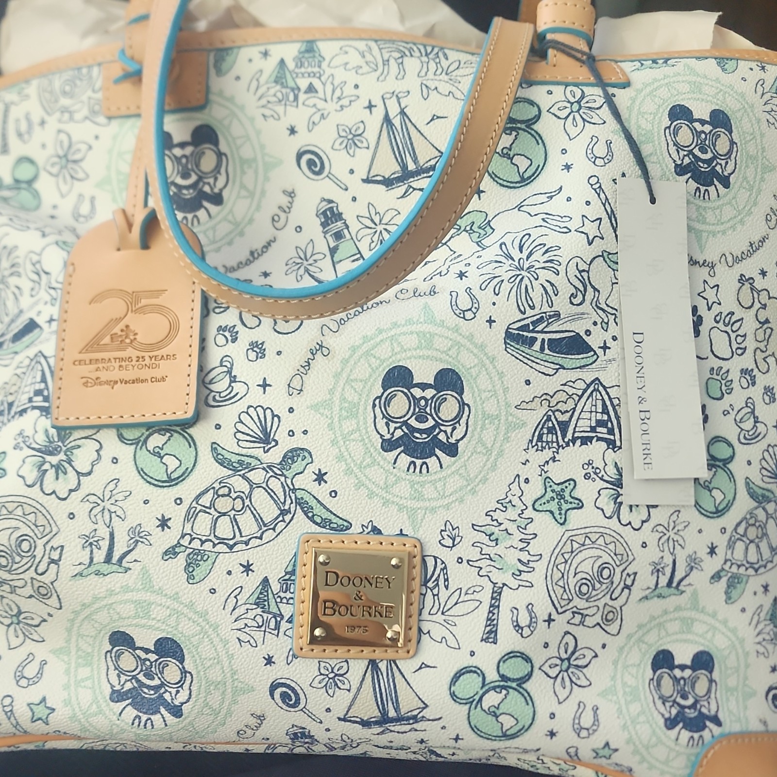 Dooney & Bourke Disney Vacation Club 25th Anniversary Large Multicolor Tote 2016