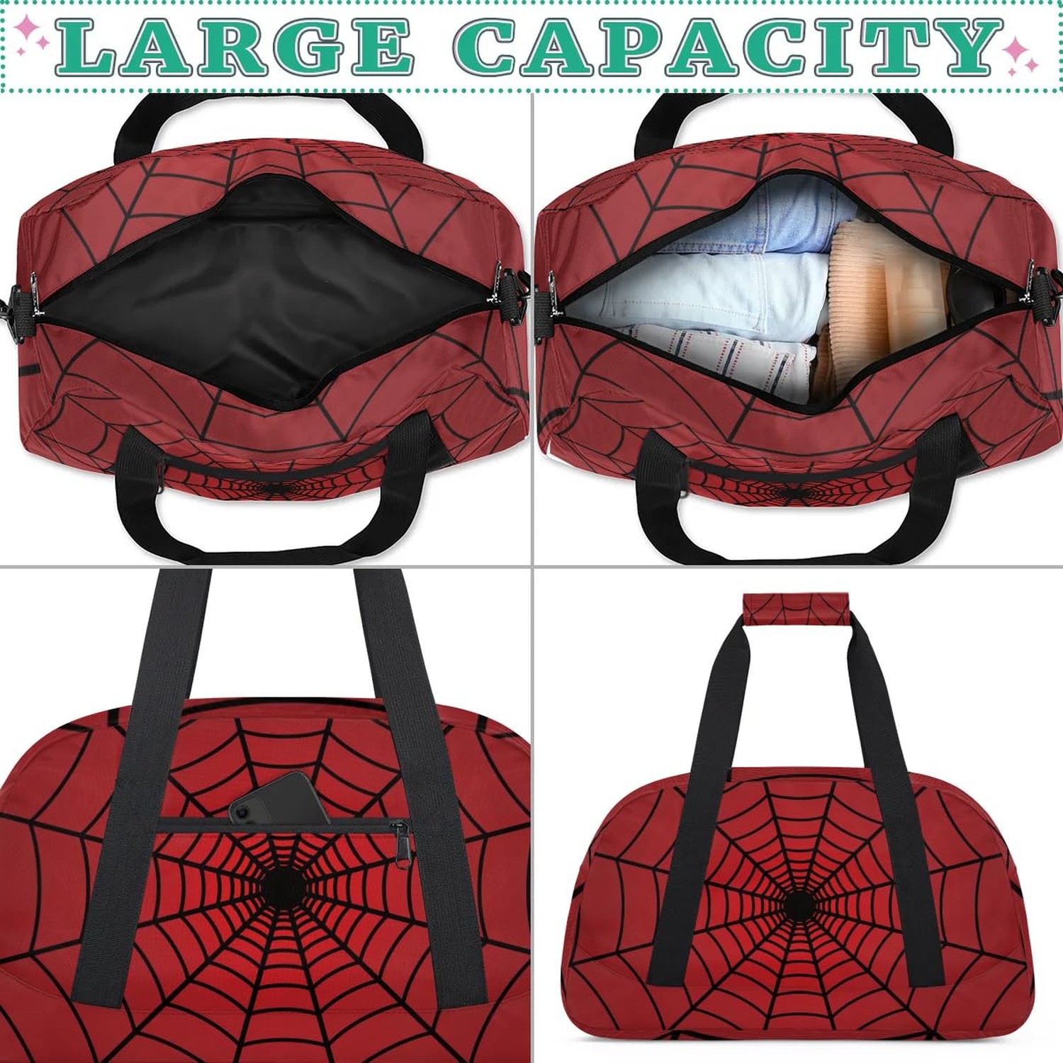 Spiders Web Kids Overnight Duffel Bags Travel Sports Gym Bags for Boy Gothic …