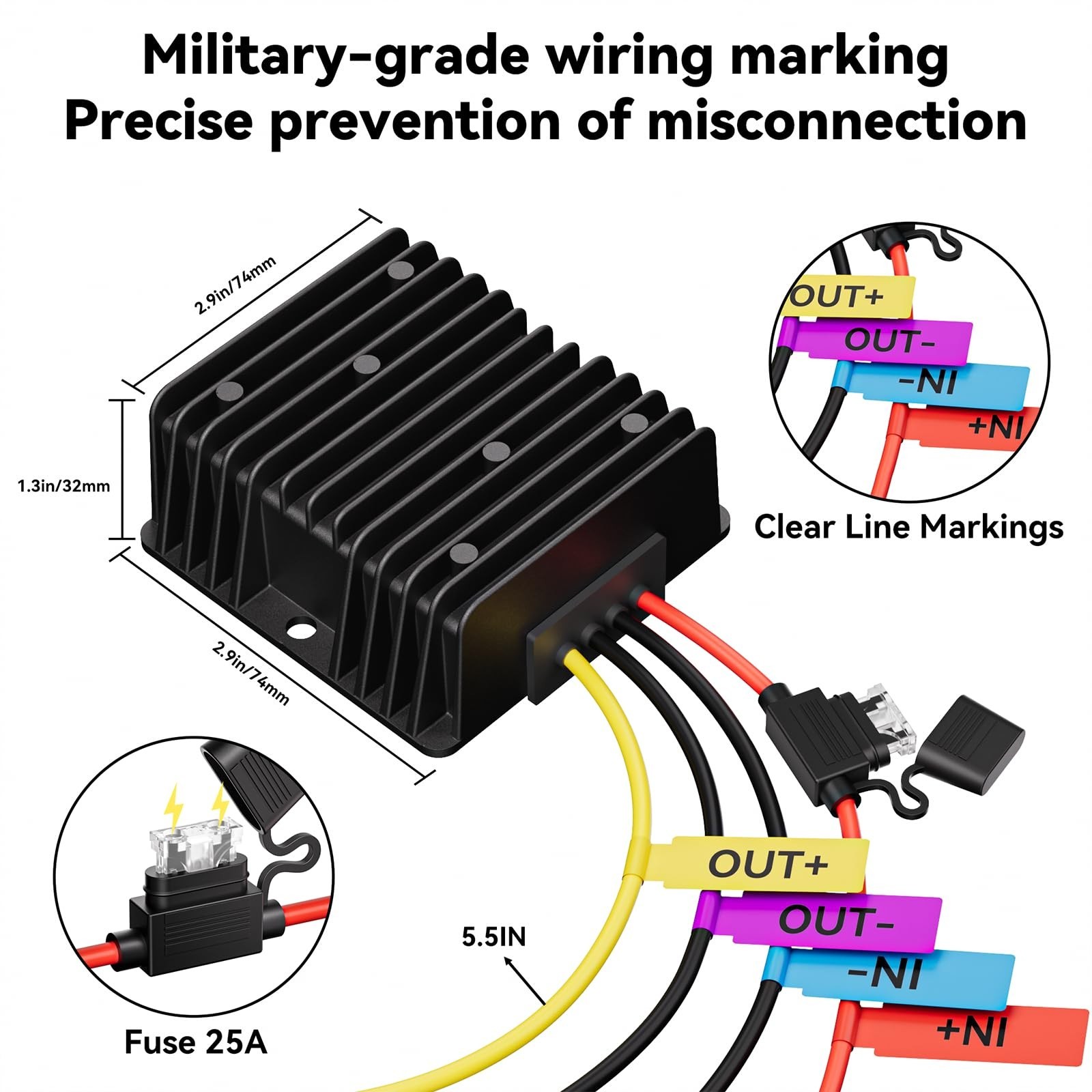 36V 48V to 12V 20A Step Down Converter-Golf Cart Voltage Reducer with Fuse|36…