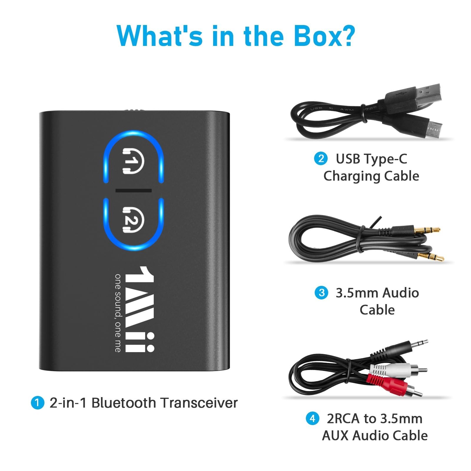 1Mii Bluetooth 5.3 Transmitter Receiver for TV to Wireless Headphones, Dual L…