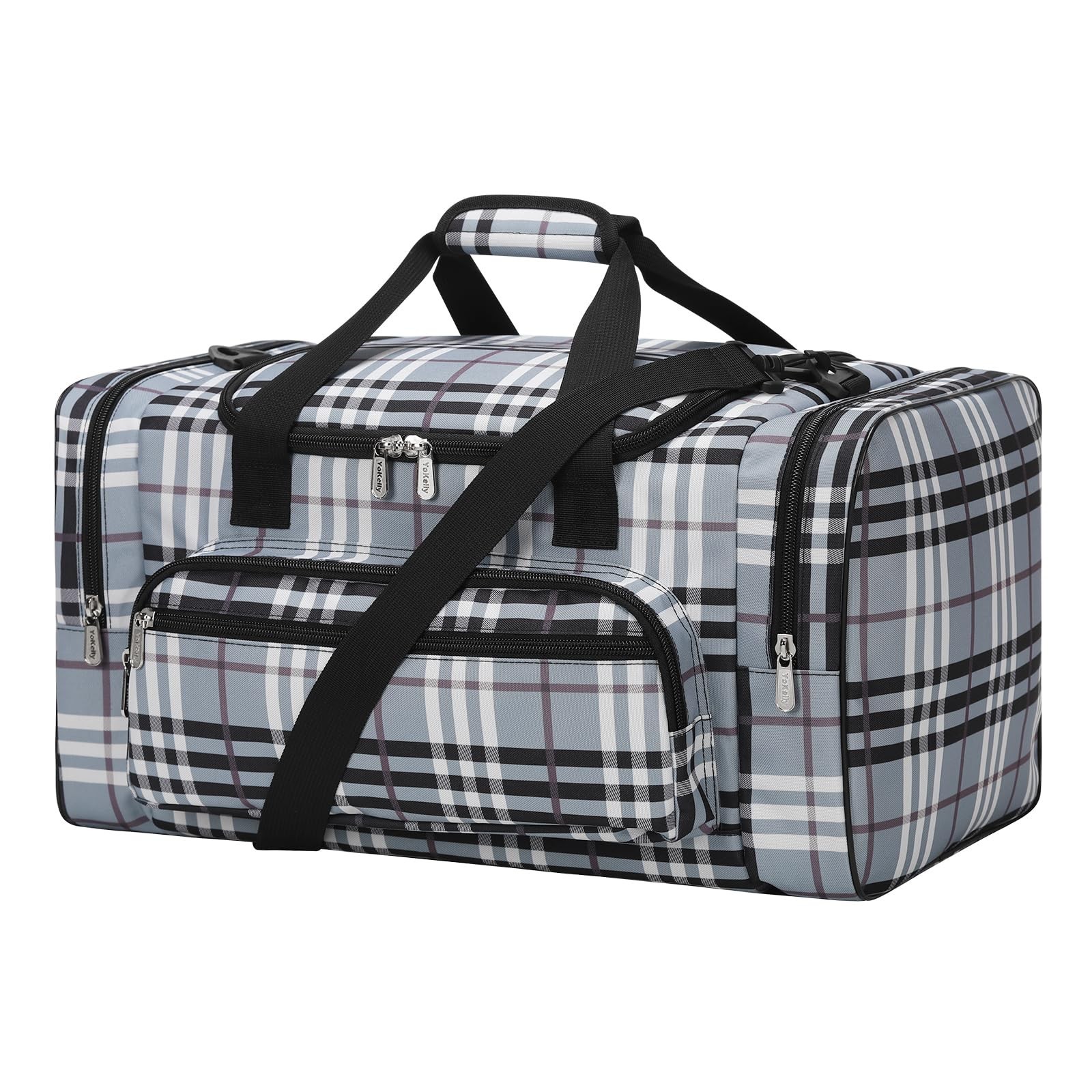 20 inch Sports Duffel Bag – for Travel Gym – Grey/White Gray/White