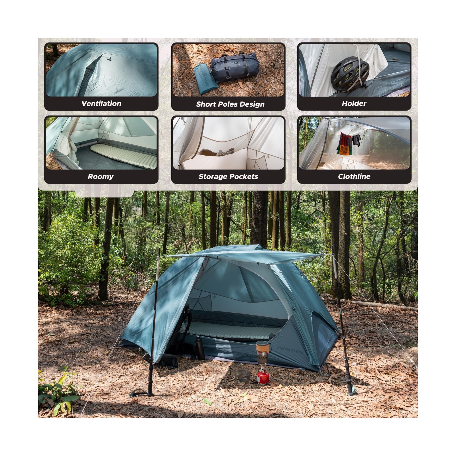 Wander Hawk 2-Person Biking Tent, Lightweight 2 Person Tent for Backpacking C…