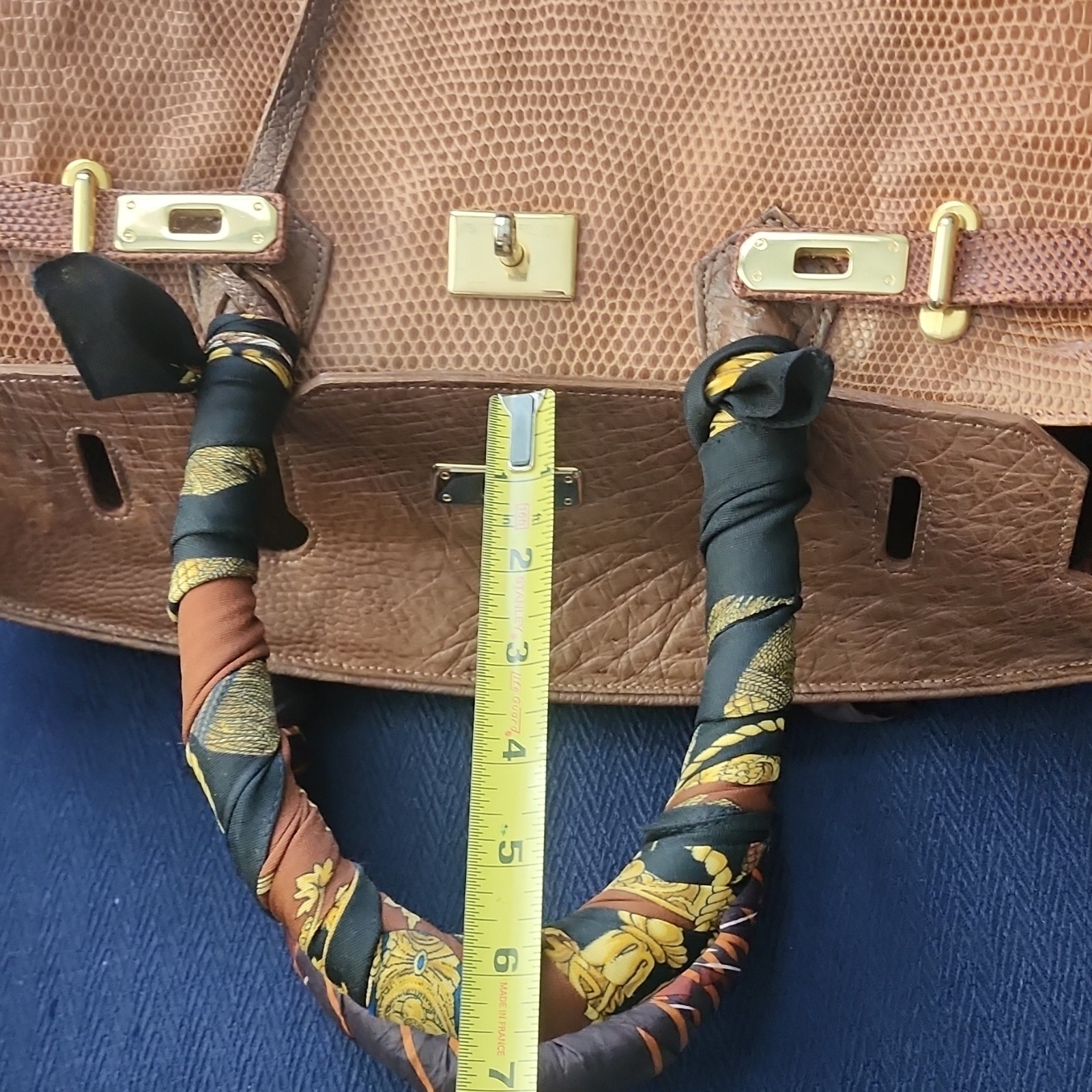 Rupert A. Weinberger Brown Top Handle Bag Gold Hardware Exotic