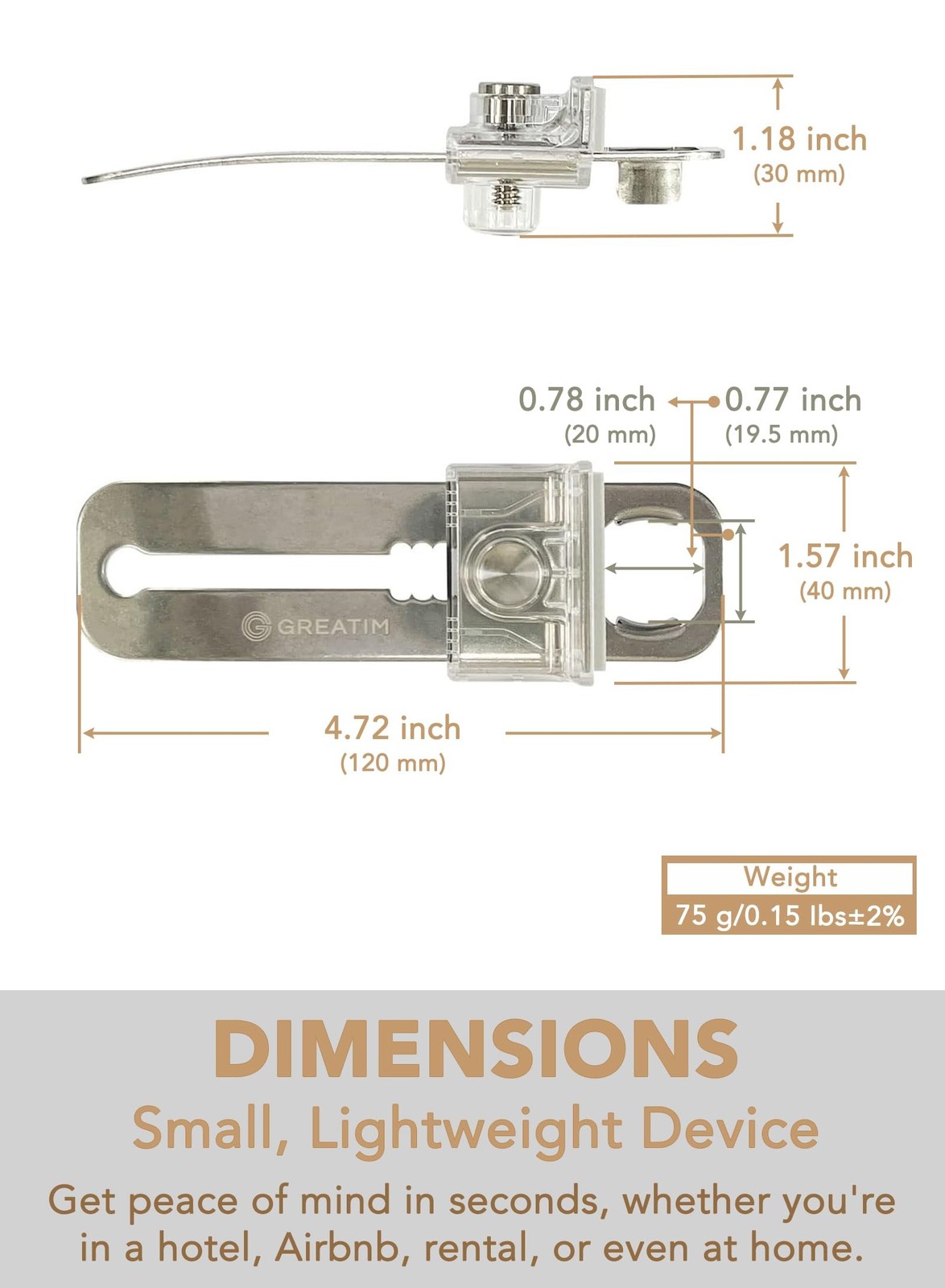 Greatim Portable Door Lock for Travel Hotel Safety, Stainless Steel Security …