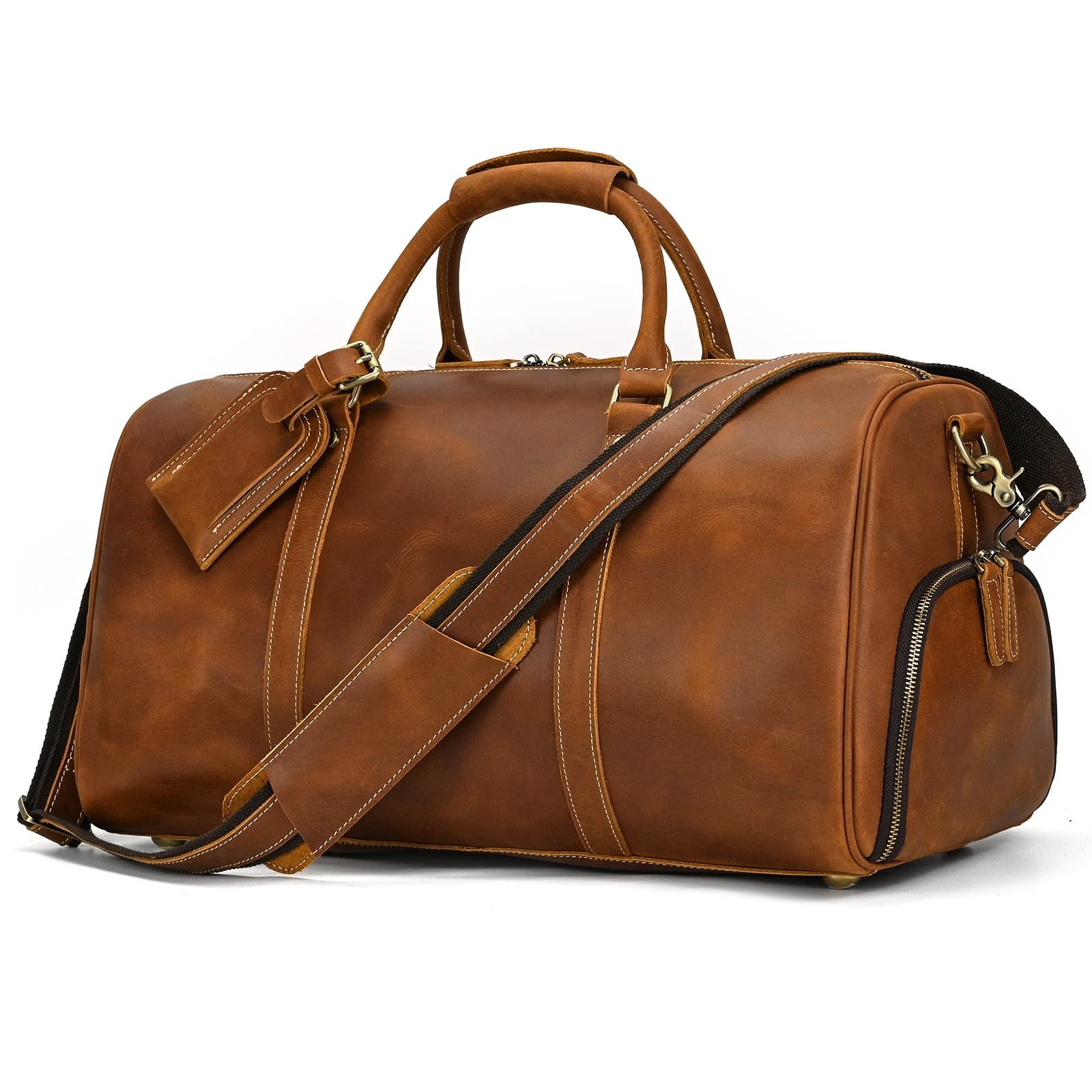 Leather Duffel Bags for Men and Women, 20 Inch Full Grain Leather Travel Over…