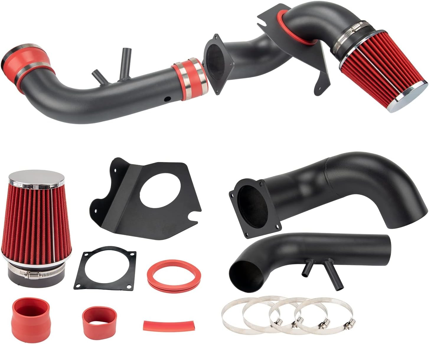 Cold Air Intake Kit with Filter Heat Shield for 1996-2004 GT 4.6L V8 (Red)