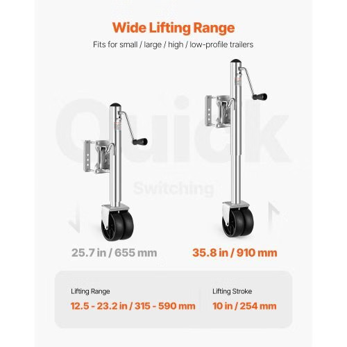 Trailer Jack with Wheel, 2000 lbs Load Capacity, Heavy Duty Swivel Boat Trailer