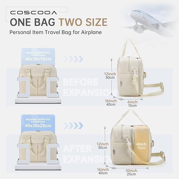 40x30x15 cm Personal Item Travel Bag,Expandable 40x30x25cm Carry on Duffel Ba…