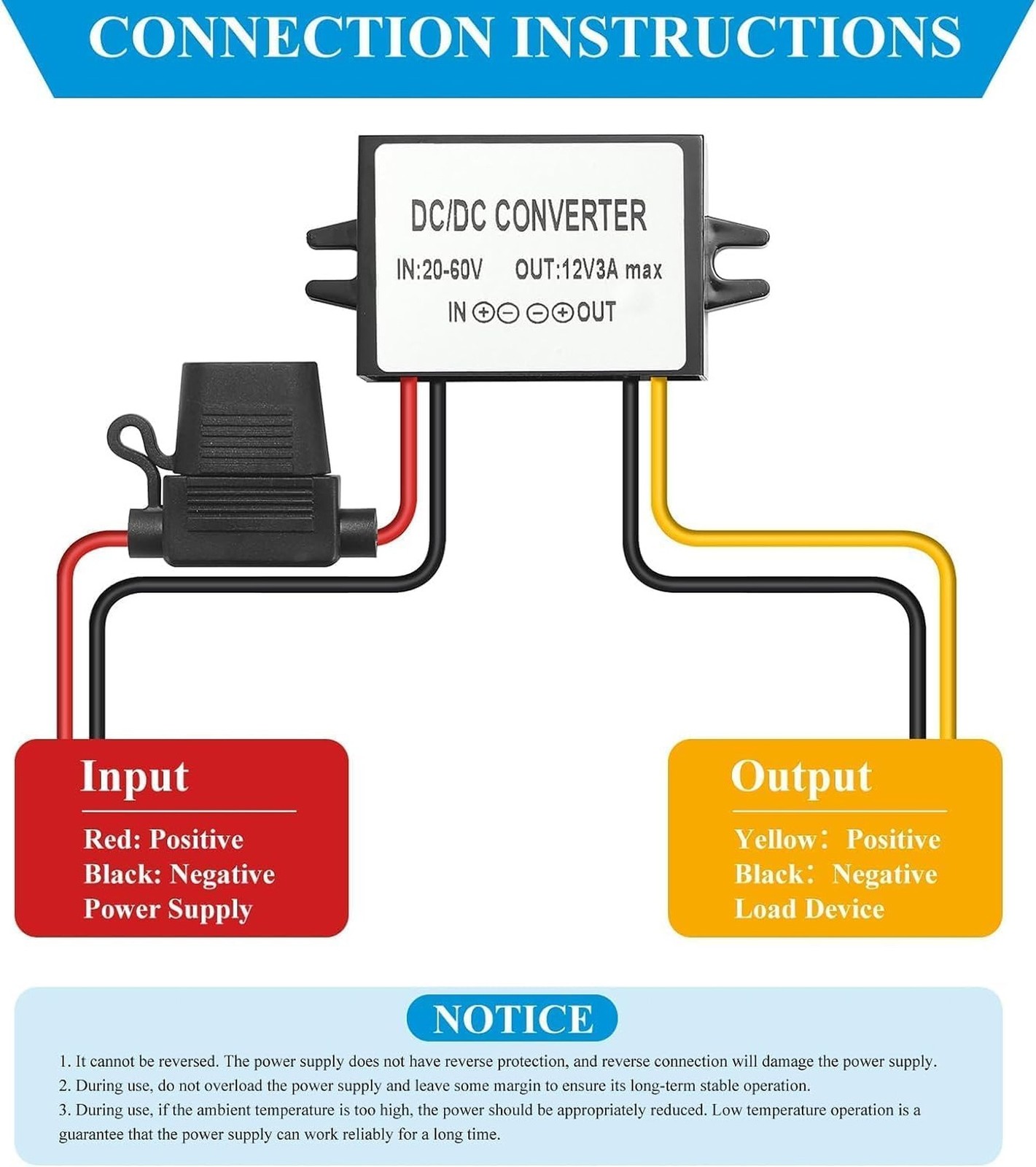 3A 36W DC 24v to 12v Buck Converter, Power Adapter for Cars, Trucks, Vehicles…