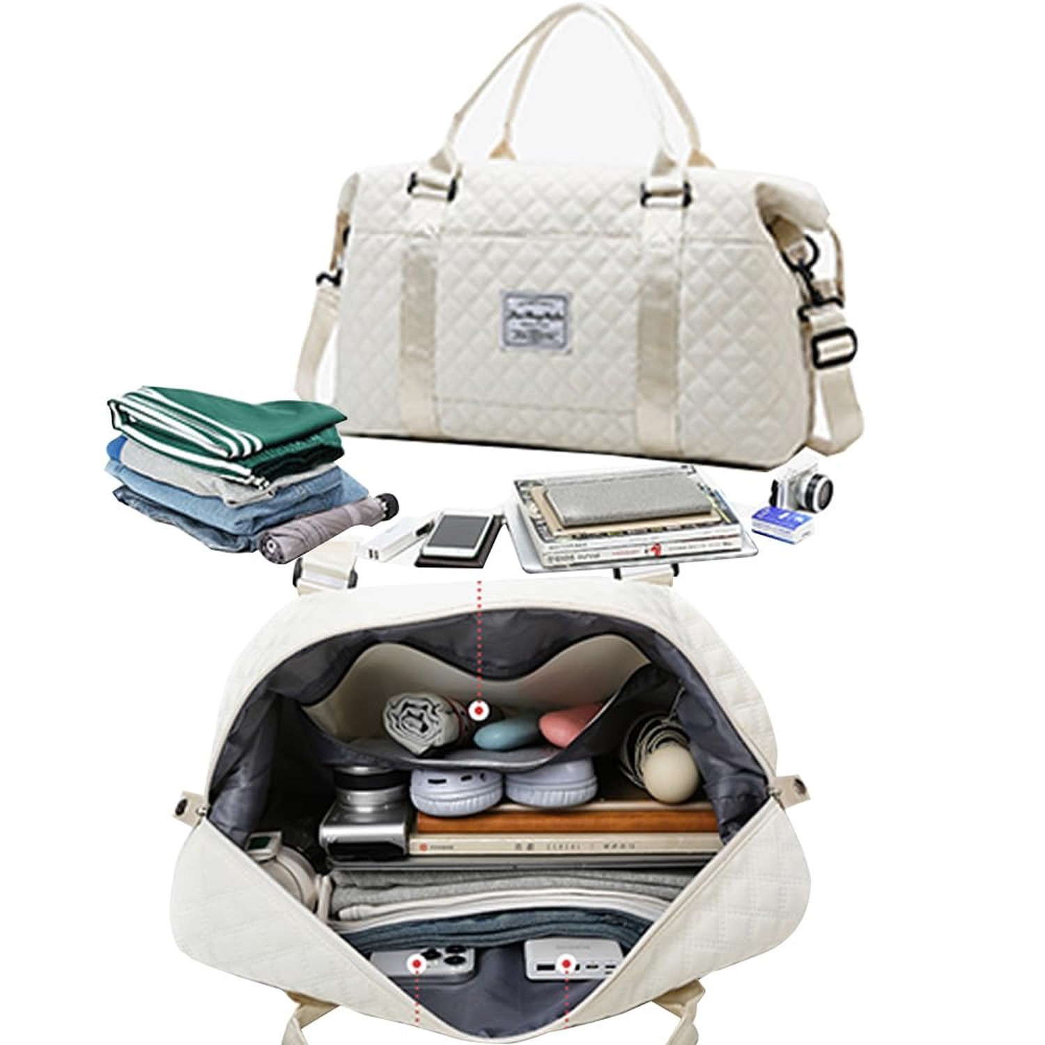 Cute Travel Bag Weekend White Duffel Cute Overnight Gym Tote Carry On Bag for…