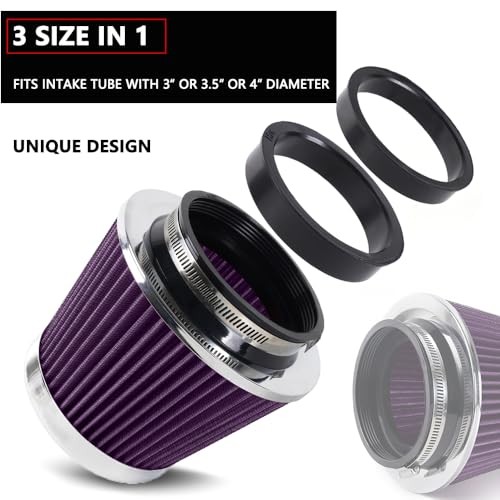 4-Inch Cold Air Intake Filter – Washable, High Performance, 3″ or Short Purple
